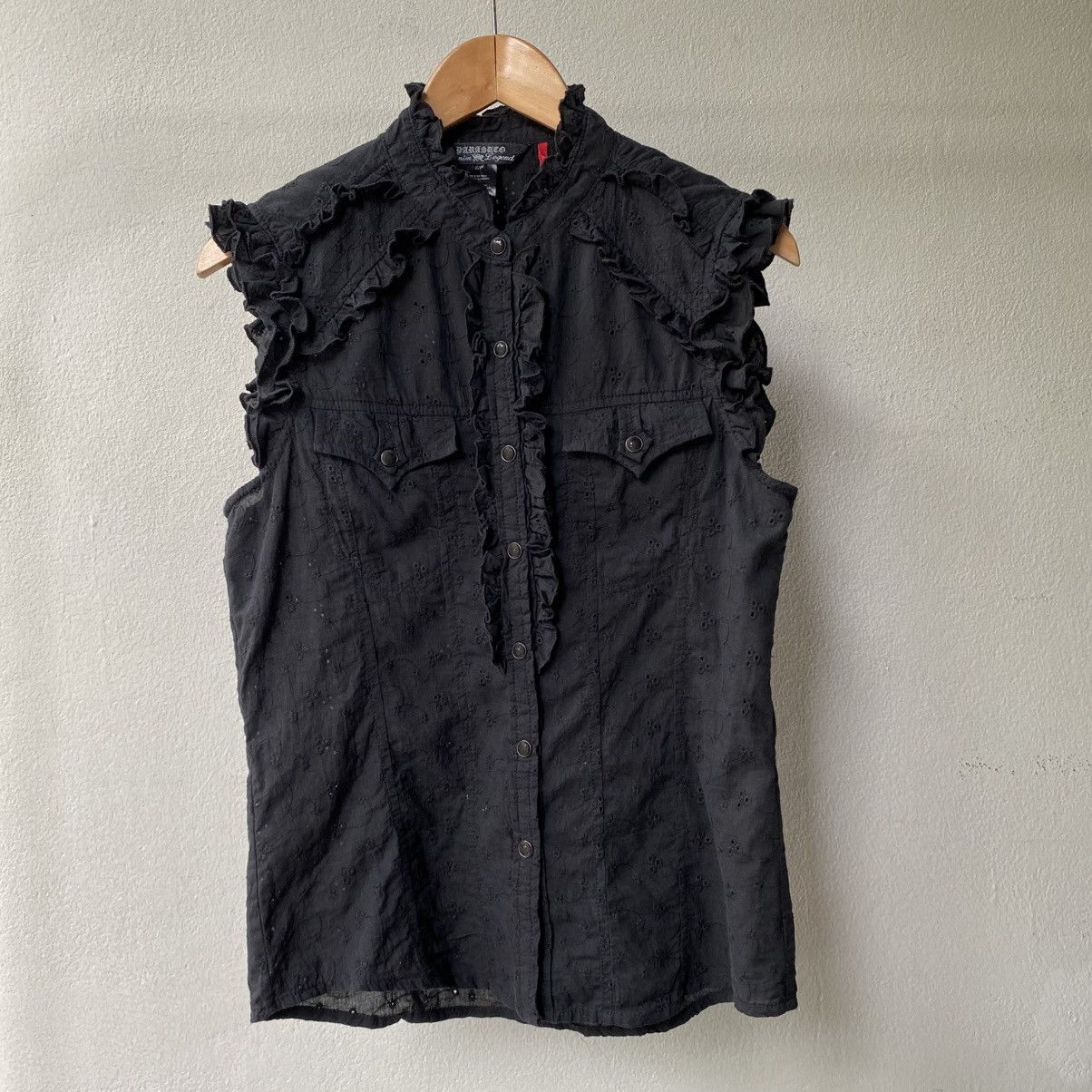Japanese Brand Parasuco Denim Legend Y2K Punk Sleeveless fitted top Size S / US 4 / IT 40 - 2 Thumbnail
