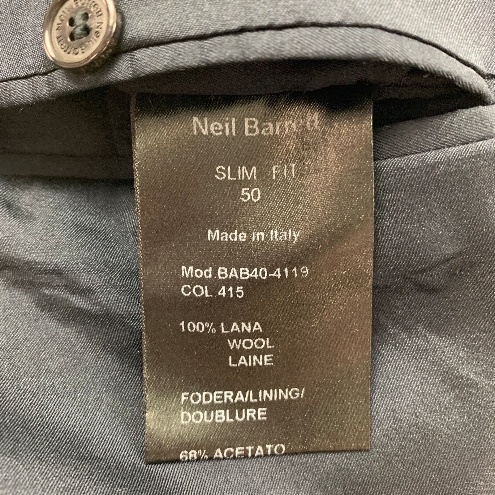 Neil Barrett Size 40 Navy Wool Single Breasted Slim Fit Sport Coat Size 40R - 6 Thumbnail