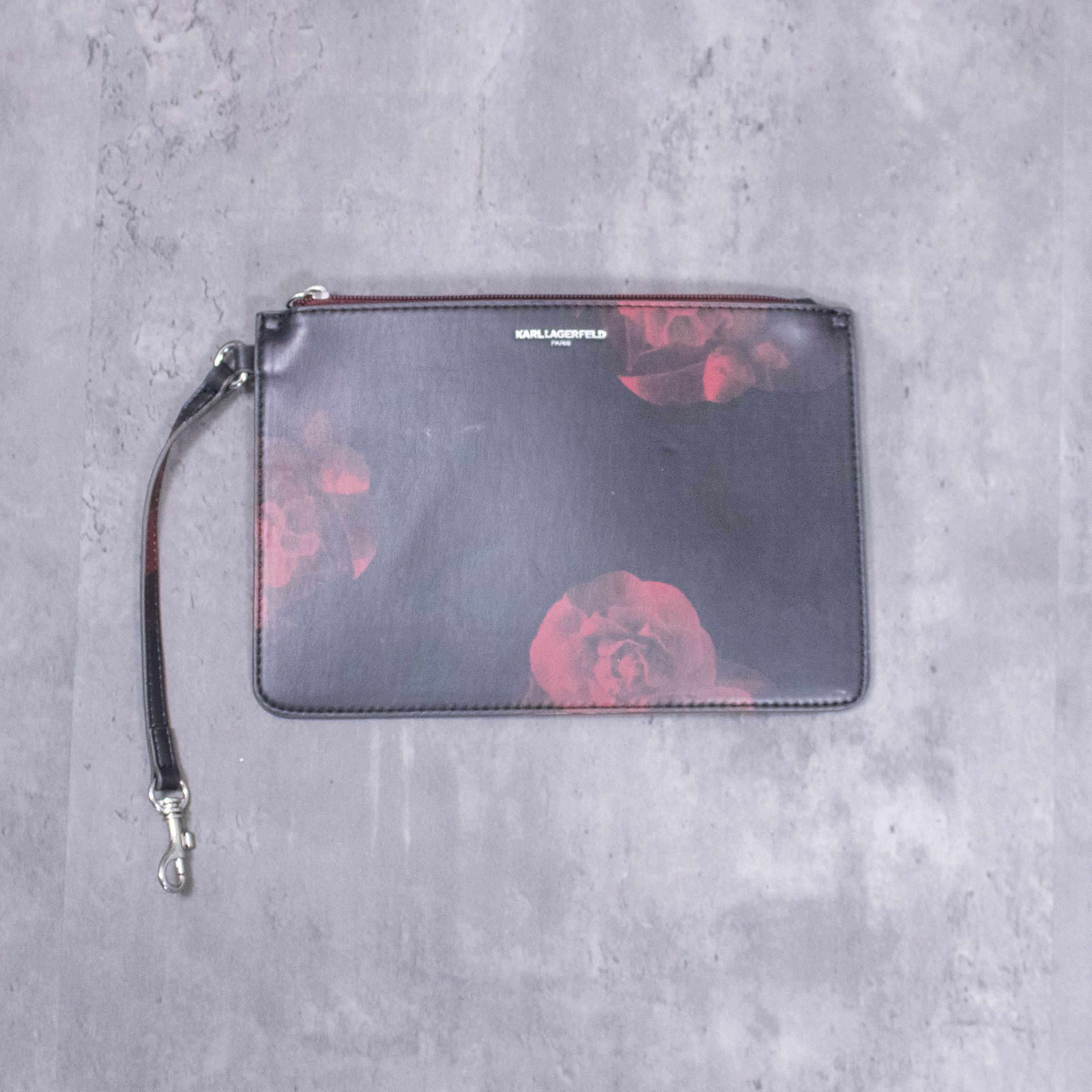 Karl Lagerfeld Karal Lagafur Black Flower Faux Leather Tote Bag Size ONE SIZE - 6 Thumbnail
