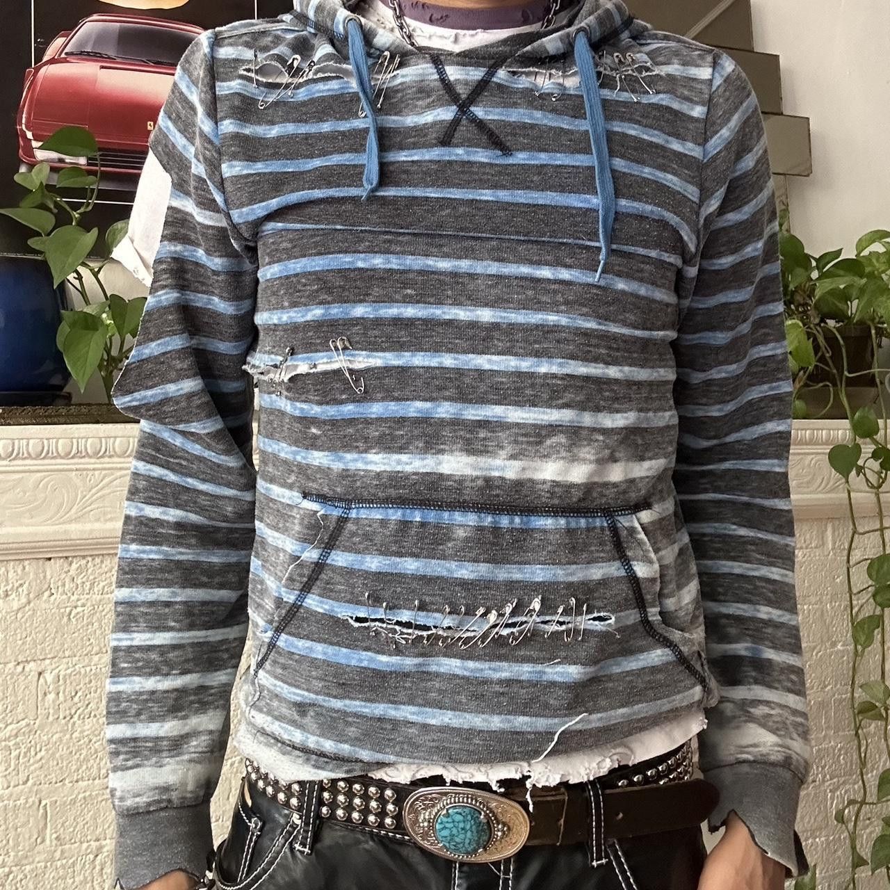 Other ASTROBOI* Blue Striped Punk Safety Pin Sweatshirt - Medium Size US M / EU 48-50 / 2 - 2 Thumbnail