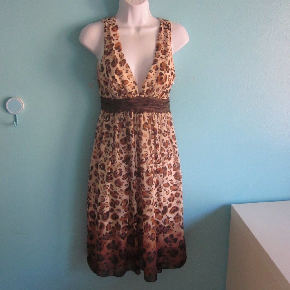 Nicole Miller Nicole Miller Collection Silk Dress Animal Print Deep V-Neck Size M / US 6-8 / IT 42-44 - 6 Thumbnail