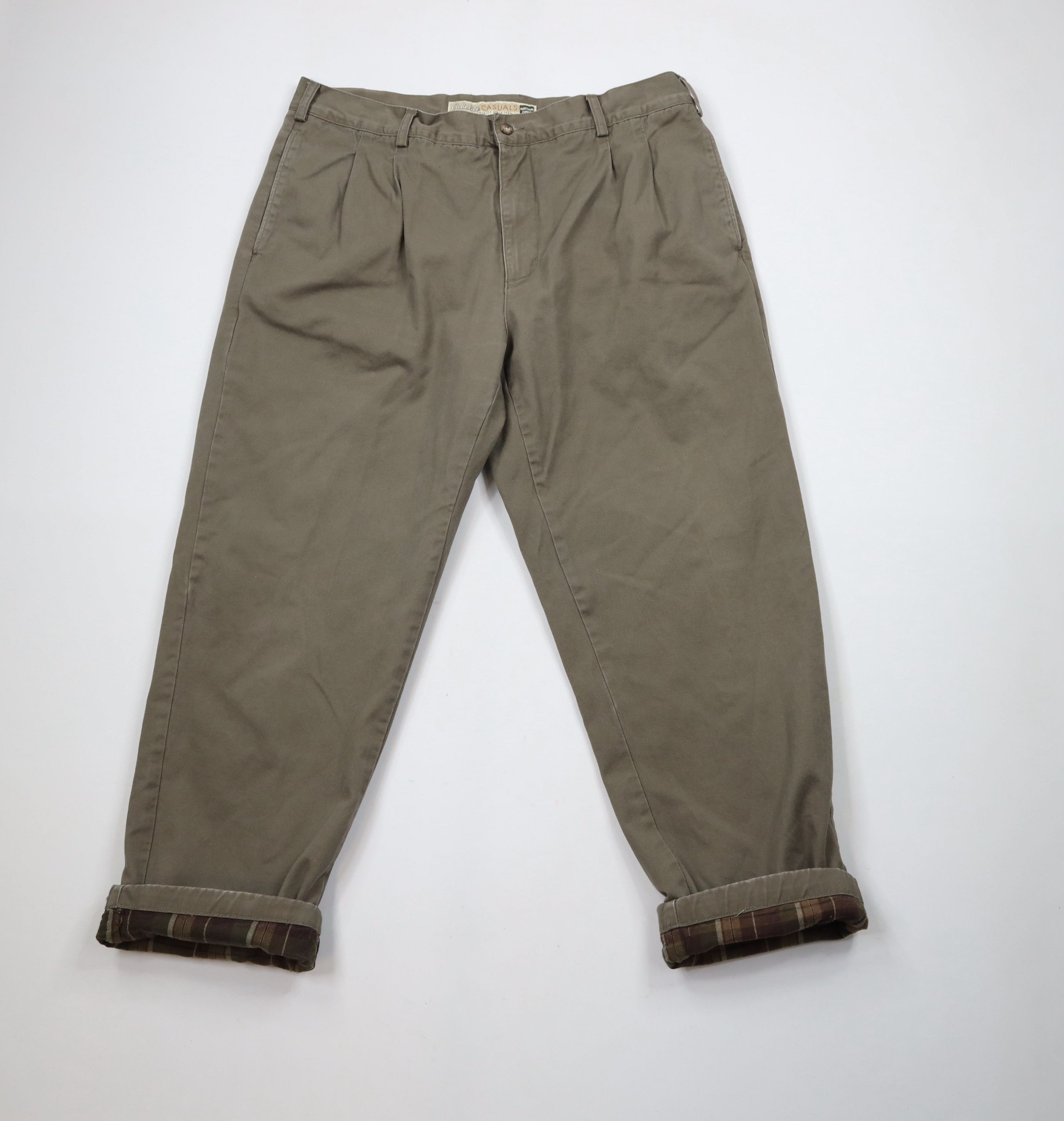 Cabelas × Vintage Vintage Cabelas Lined Pleated Cuffed Chino Pants Beige Size US 38 / EU 54 - 1 Thumbnail