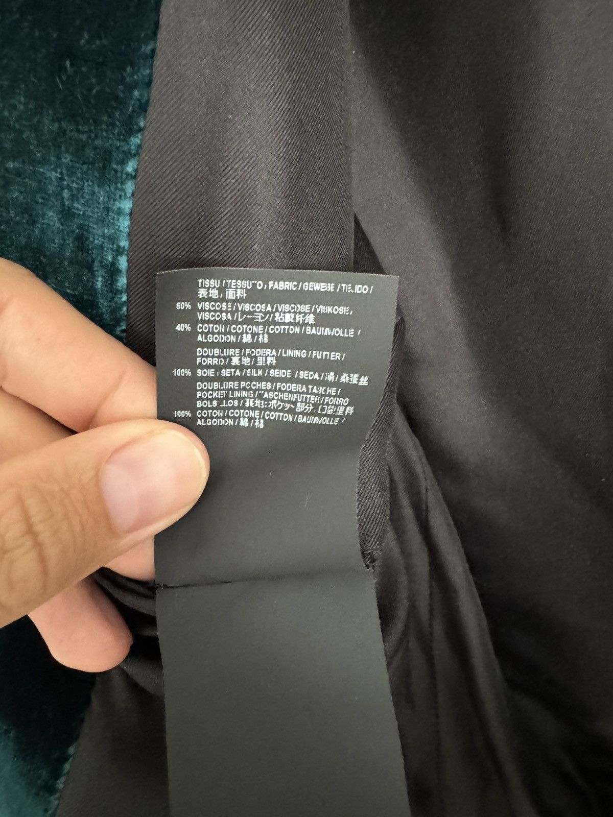 Saint Laurent Paris Teal Velour Blazer Size 46R - 6 Thumbnail