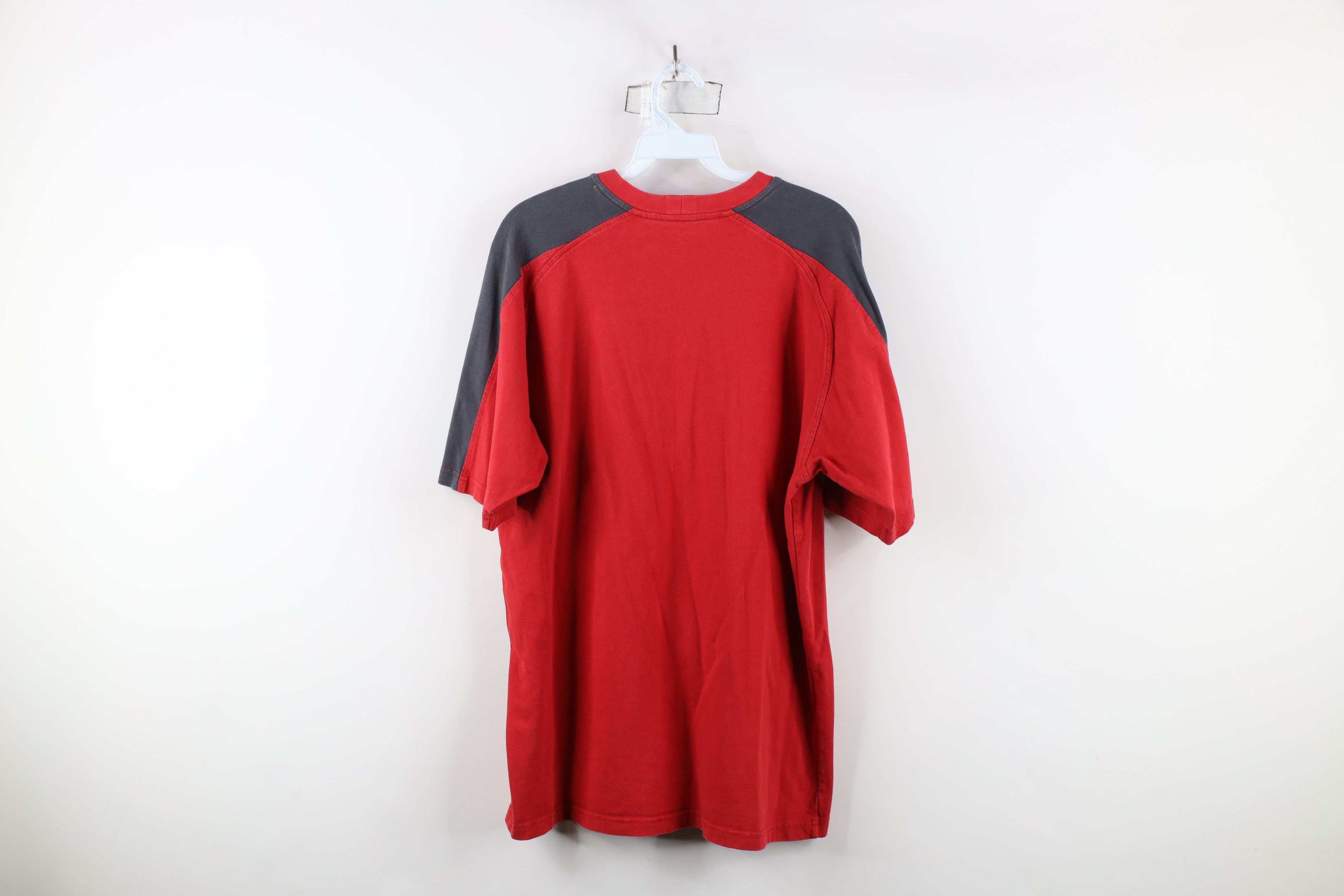 Nike × Vintage Vintage 90s Y2K Nike Travis Scott Center Swoosh T-Shirt Red Size US L / EU 52-54 / 3 - 11 Thumbnail