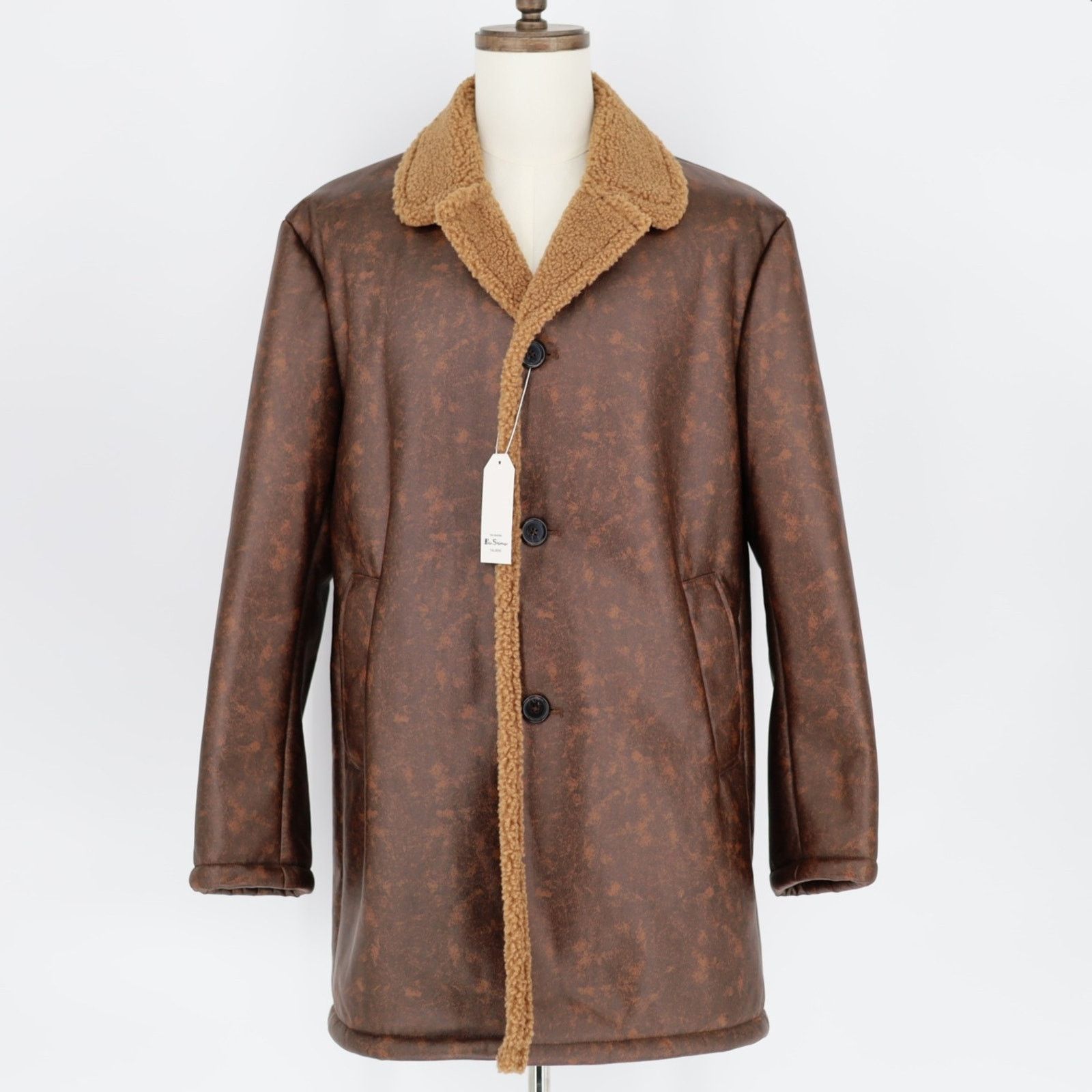 Ben Sherman Ben Sherman Men's Faux Leather Shearling Overcoat Size 42R Size US L / EU 52-54 / 3 - 2 Thumbnail