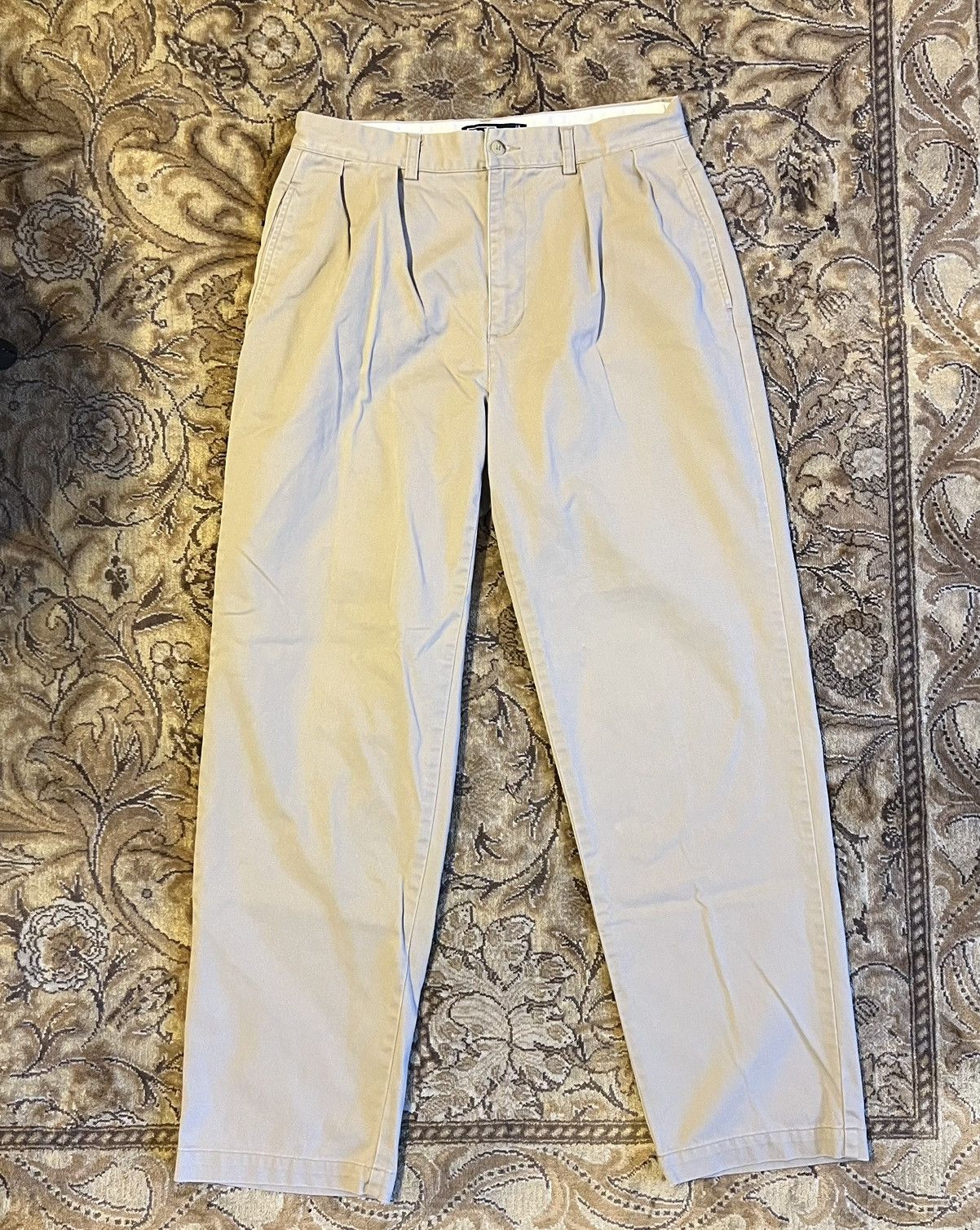 Image of Polo Ralph Lauren Vintage Polo Pleated Chinos in Tan, Men's (Size 33)