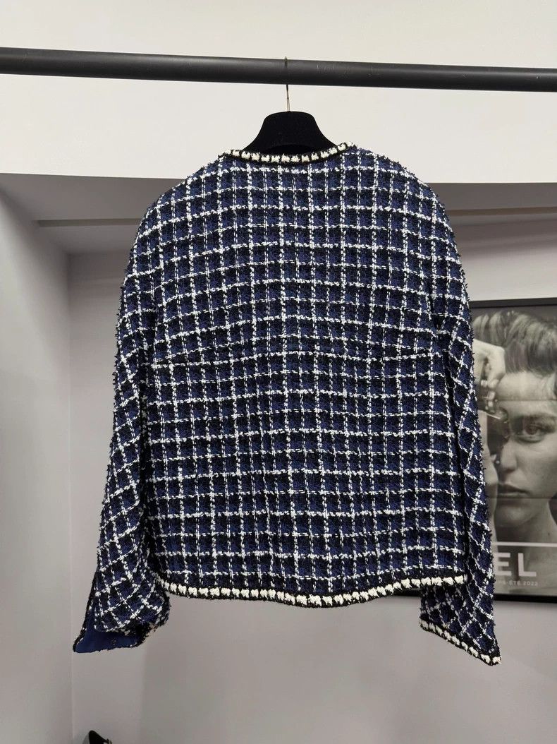 Chanel Chanel Blue plaid tweed coat Size S / US 4 / IT 40 - 3 Thumbnail