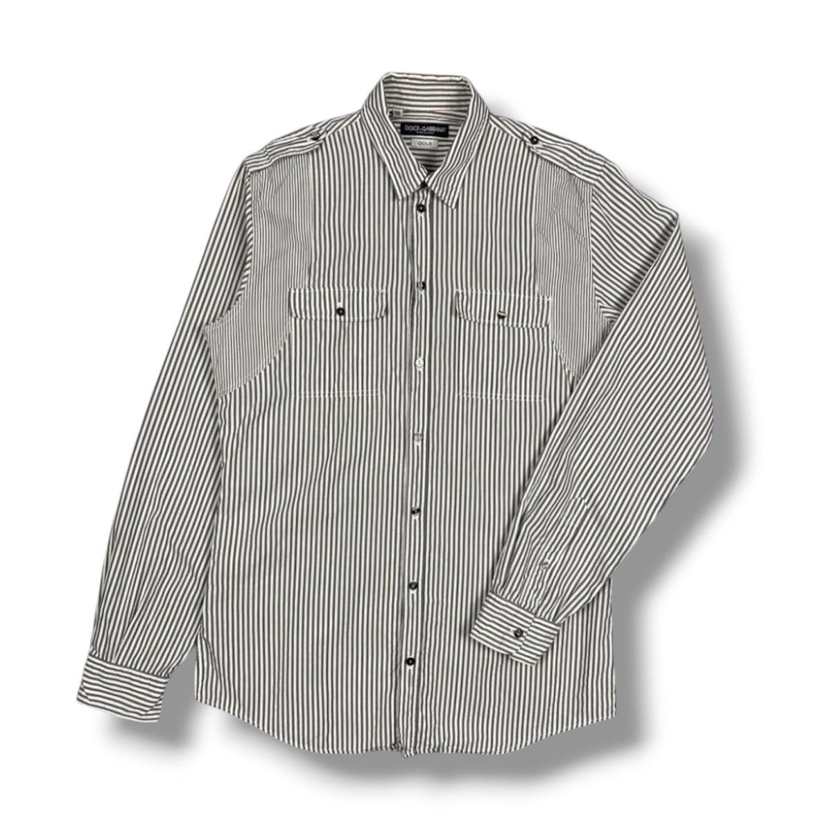 Dolce & Gabbana Dolce & Gabbana Gold Striped Button Up Long Sleeve Shirt Size US M / EU 48-50 / 2 - 1 Thumbnail