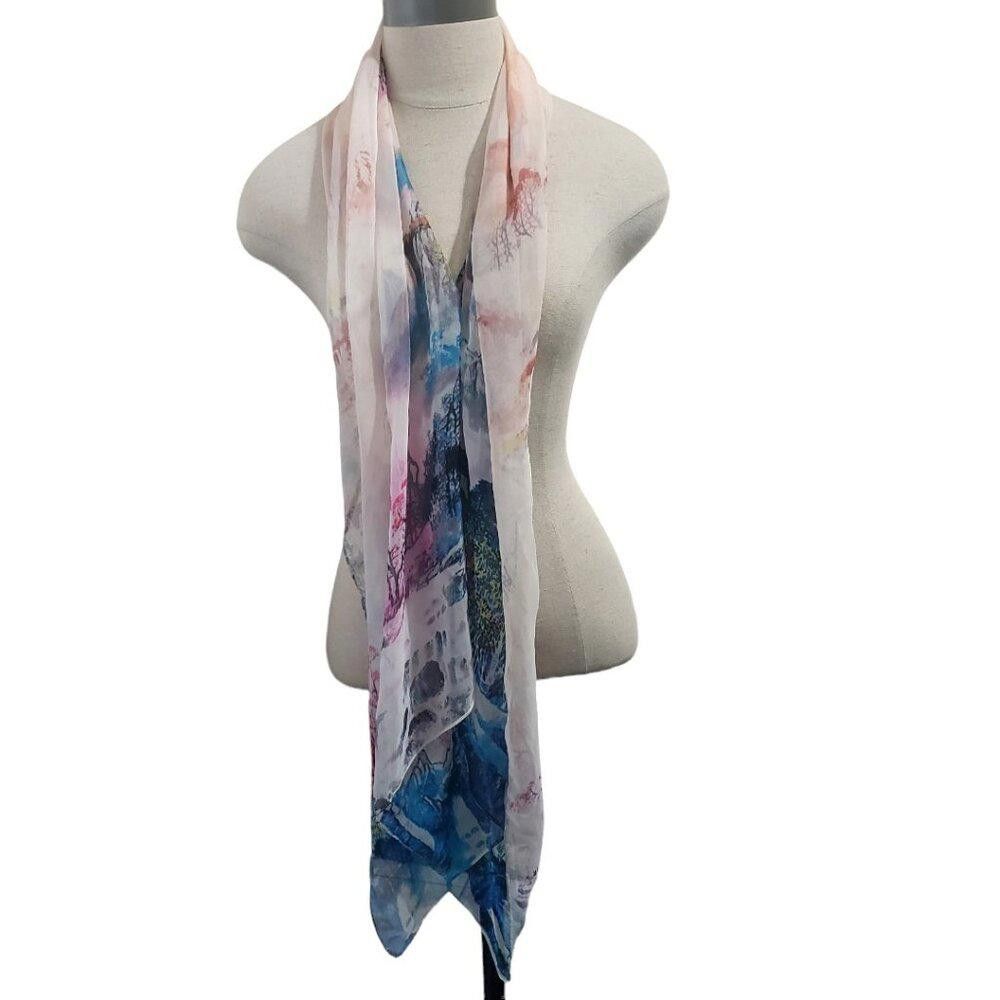 Designer CT1757 100% Silk Floral Multi Color Scarf Size ONE SIZE - 1 Thumbnail