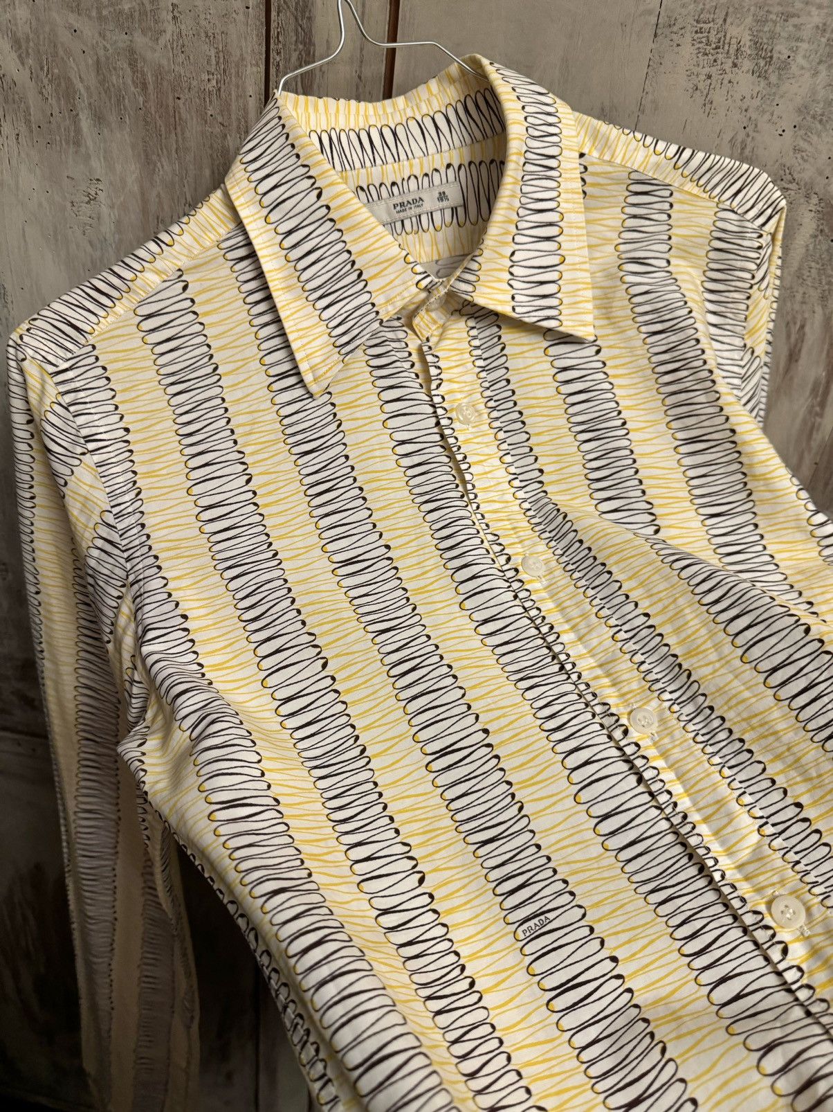 Prada prada vintage yellow printed shirt 39 men Size US S / EU 44-46 / 1 - 8 Thumbnail