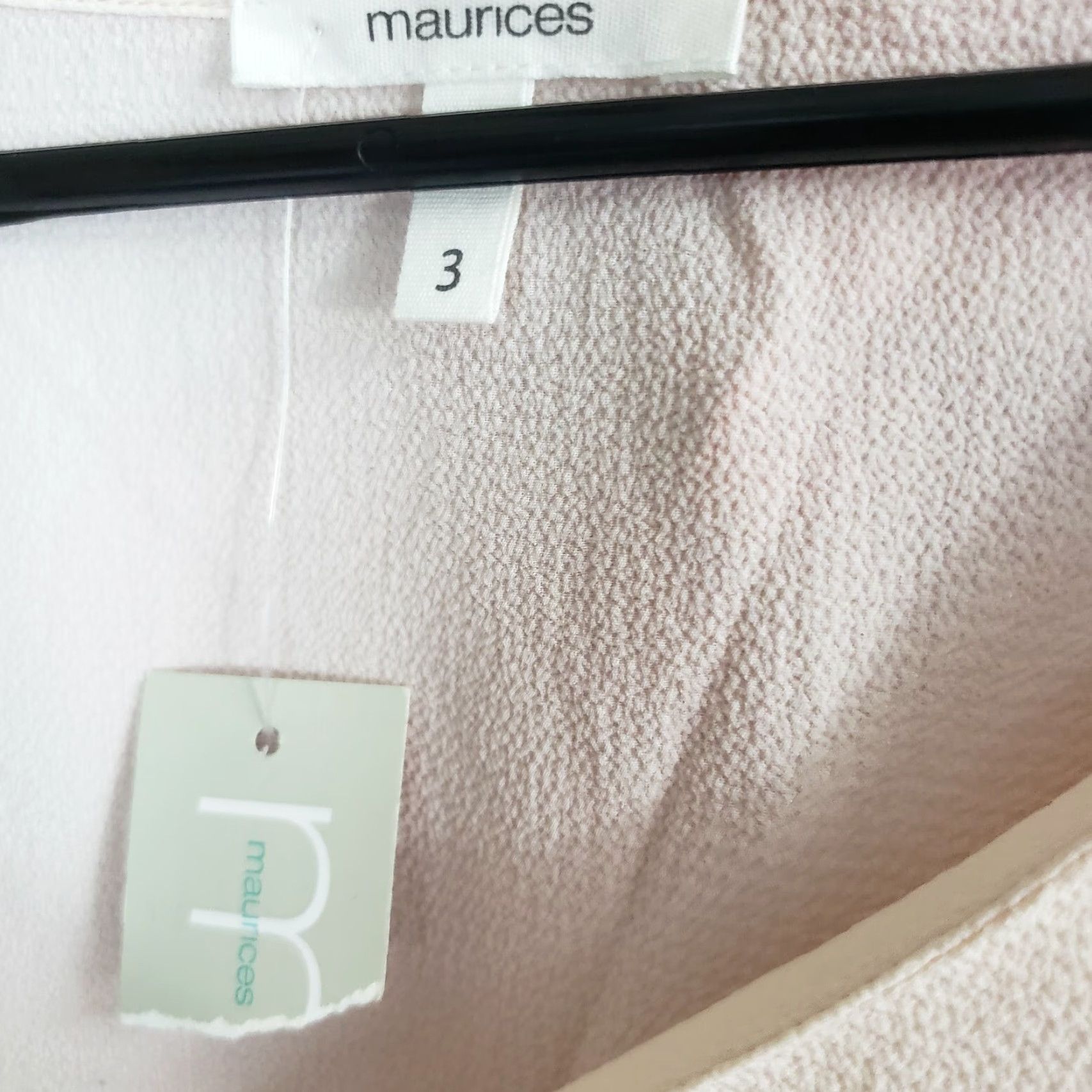 Vintage Maurices Womens Blouse Sz 3 Cream Short Sleeve V-Neck Size XS / US 0-2 / IT 36-38 - 4 Thumbnail