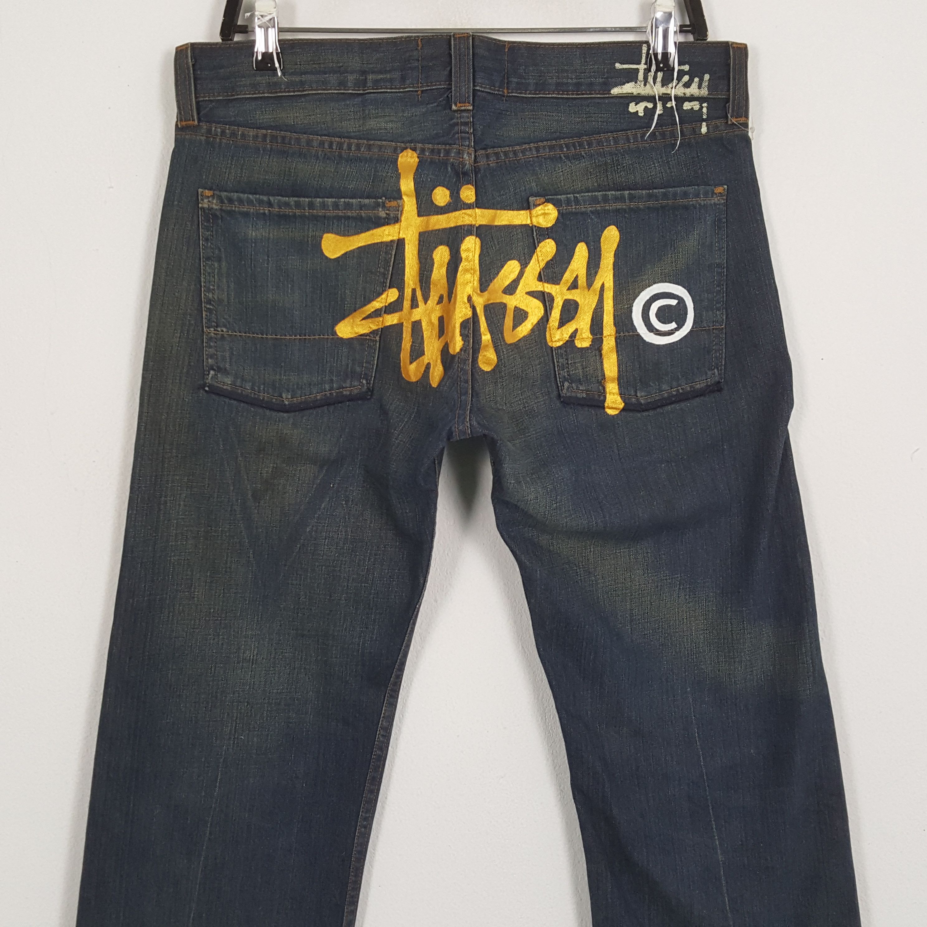 Stussy × Vintage STUSSY Streetwear Skateboard Style Custom Art Jeans Size US 32 / EU 48 - 2 Thumbnail