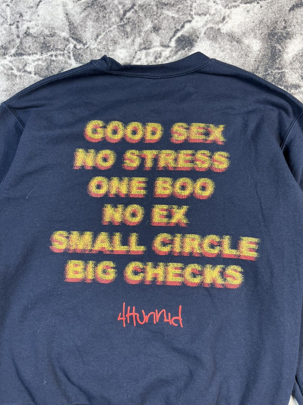 Other YG 4Hunnid Good Sex No Stress Graphic Crewneck Navy Size US M / EU 48-50 / 2 - 7 Thumbnail