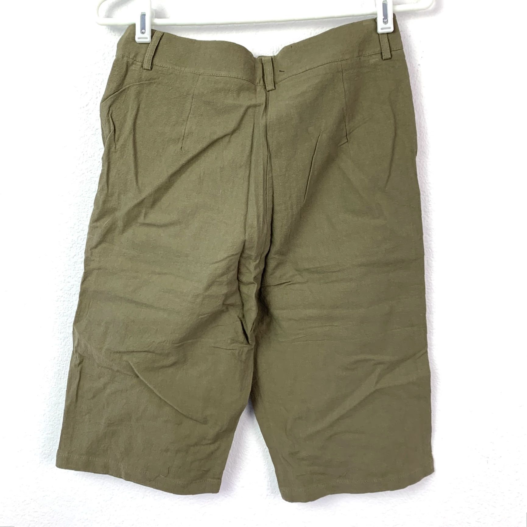 Olive MISSLOOK Women's Olive Green High Rise Bermuda Shorts Size S Casual Cotton Womens Size 28" / US 6 / IT 42 - 3 Thumbnail
