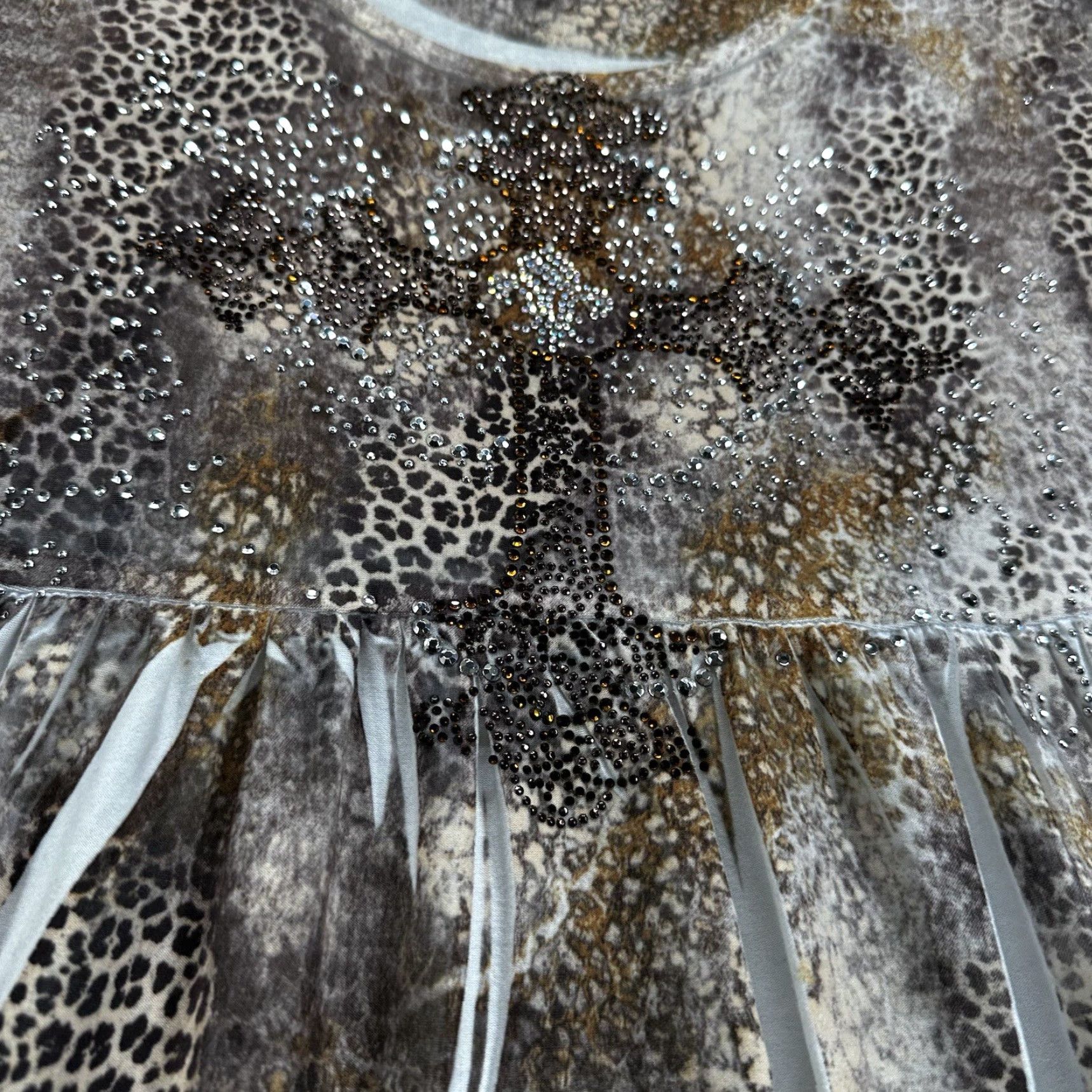 Vintage Lady Noir Y2K Tunic Top Shirt Large Embellished Cross Animal Print Western Blink Noir Lady Size L / US 10 / IT 46 - 7 Thumbnail