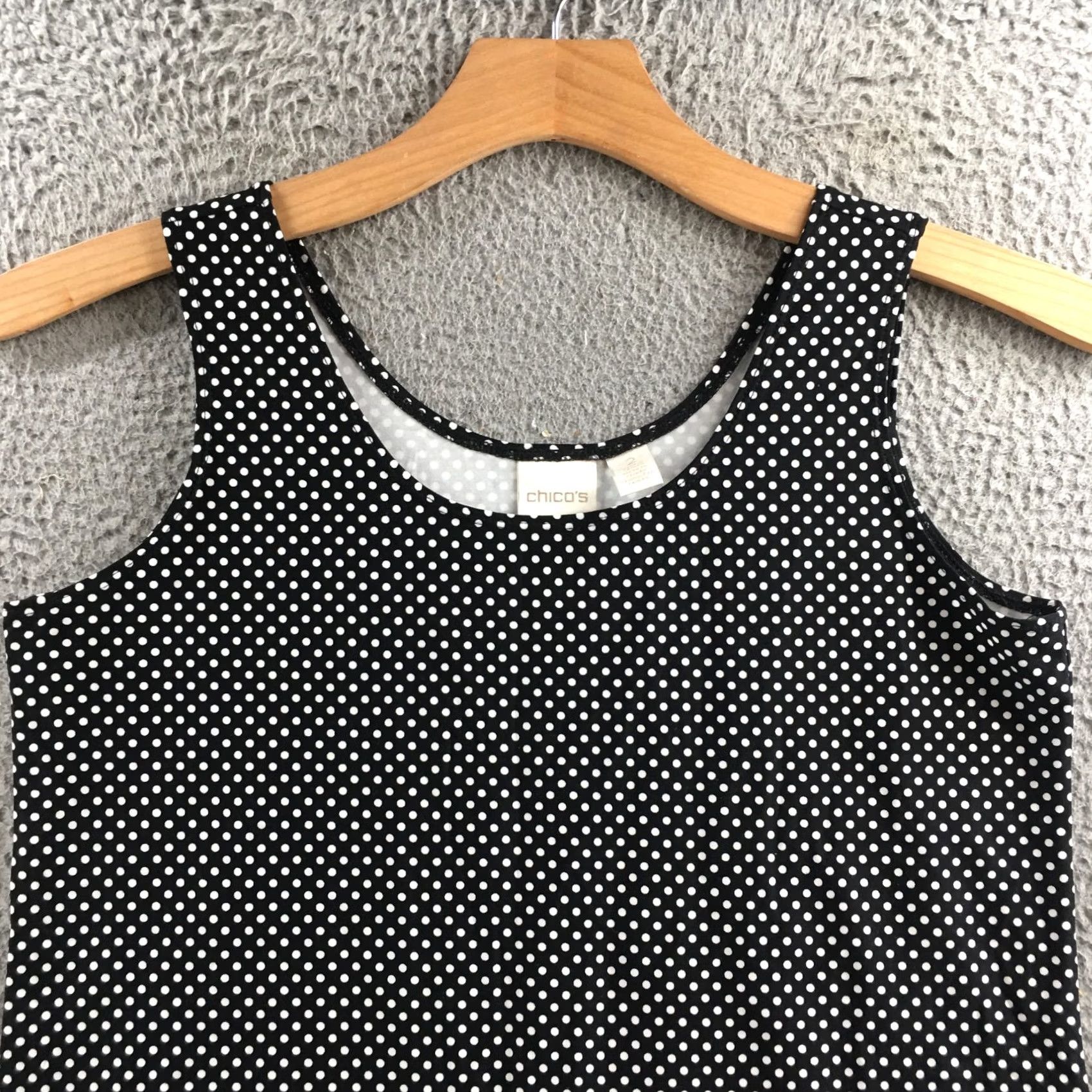 Vintage Chico's Blouse Womens 2 Black White Polka Dot Scoop Neck Sleeveless Pullover Top Size XS / US 0-2 / IT 36-38 - 2 Thumbnail