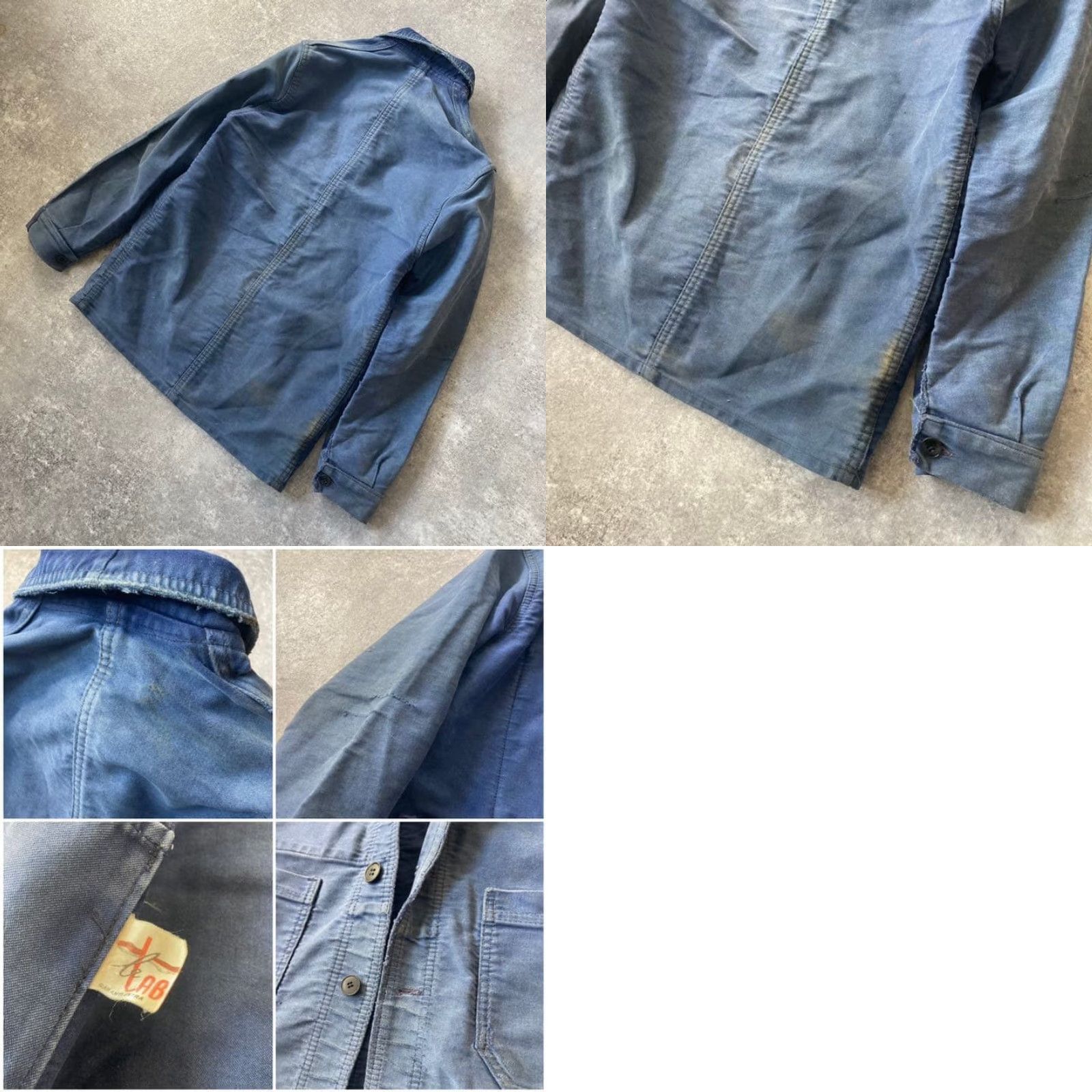 Vintage VINTAGE LE LABOUREUR Work Jacket Blue Moleskin Size S Distressed JPN Mens Size US S / EU 44-46 / 1 - 8 Thumbnail
