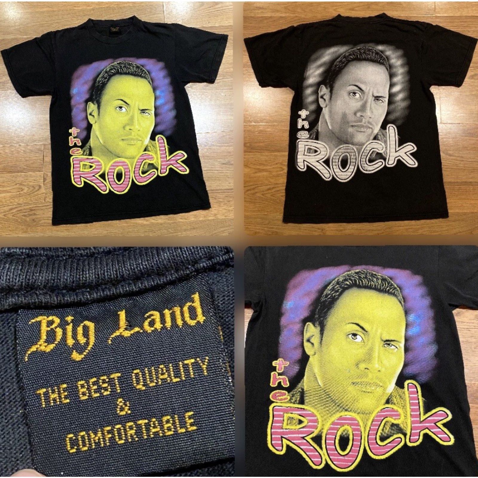 Vintage VINTAGE Dwayne The Rock Johnson WWF Wrestling AOP WWE Tee Big Land Sz Medium Shirt Mens 90s Double-Sided Black Short Sleeve Crew Neck Size US M / EU 48-50 / 2 - 2 Thumbnail