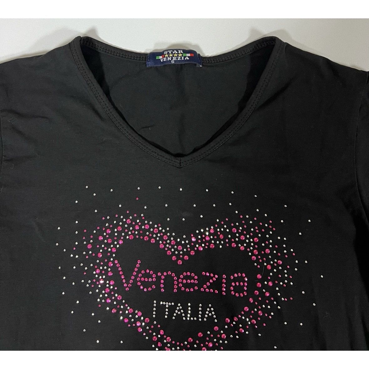 Barena Venezia Black Pink Diamond ‘Venezia Italia’ T-Shirt Top Tee Size S 💖 Size S / US 4 / IT 40 - 3 Thumbnail