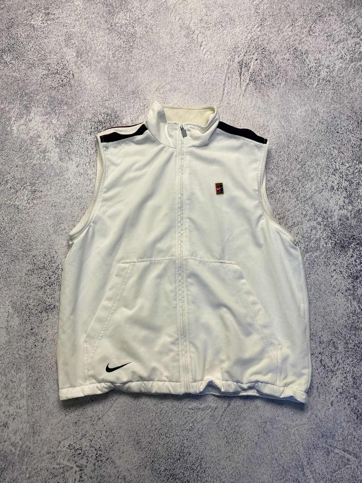 Nike × Vintage Vintage 90's Nike Court 2 in 1 White Boxy Track Jacket Drill Size US XL / EU 56 / 4 - 3 Thumbnail