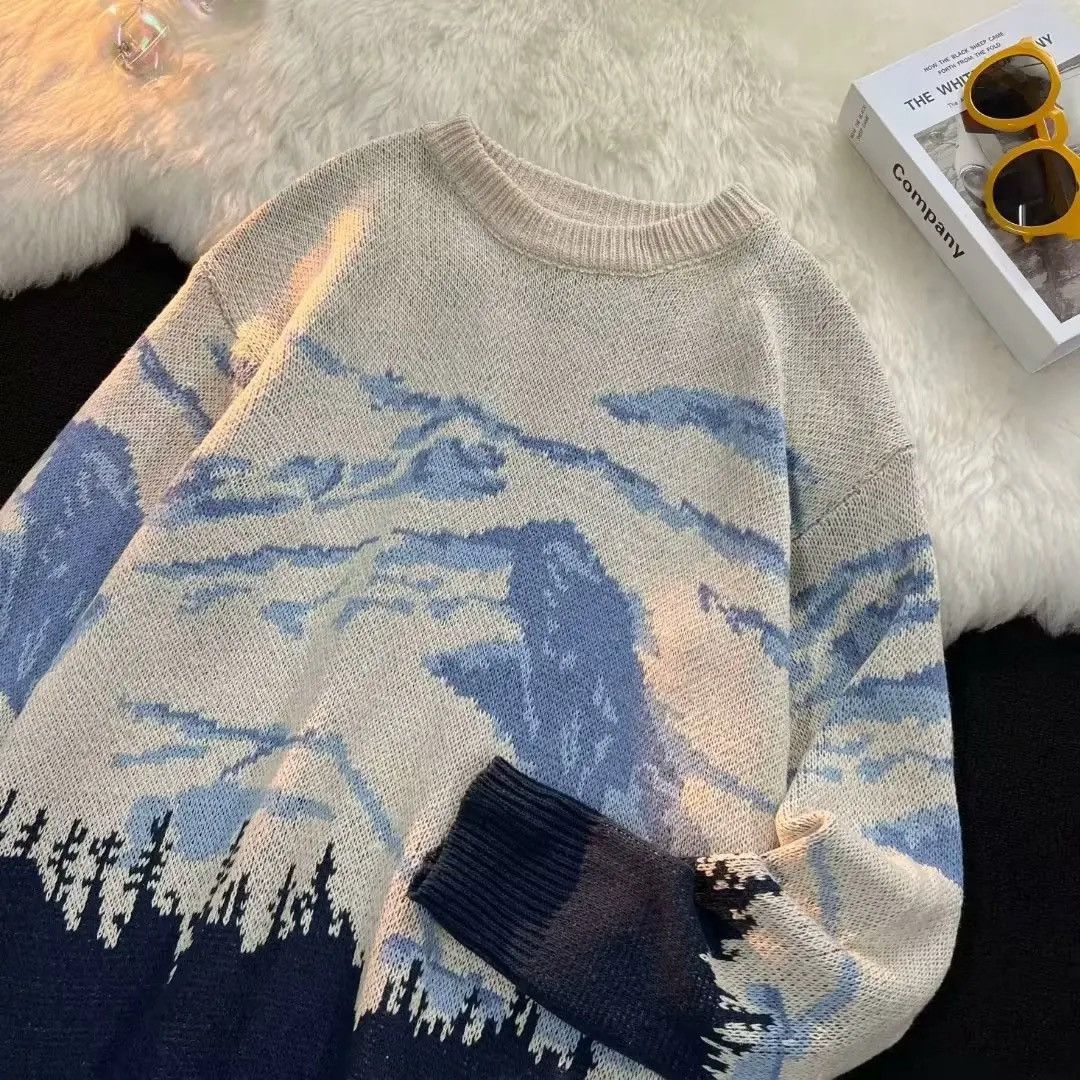 Designer × Japanese Brand Snow Mountain Round Neck Casual Knit Sweater Size US M / EU 48-50 / 2 - 3 Thumbnail