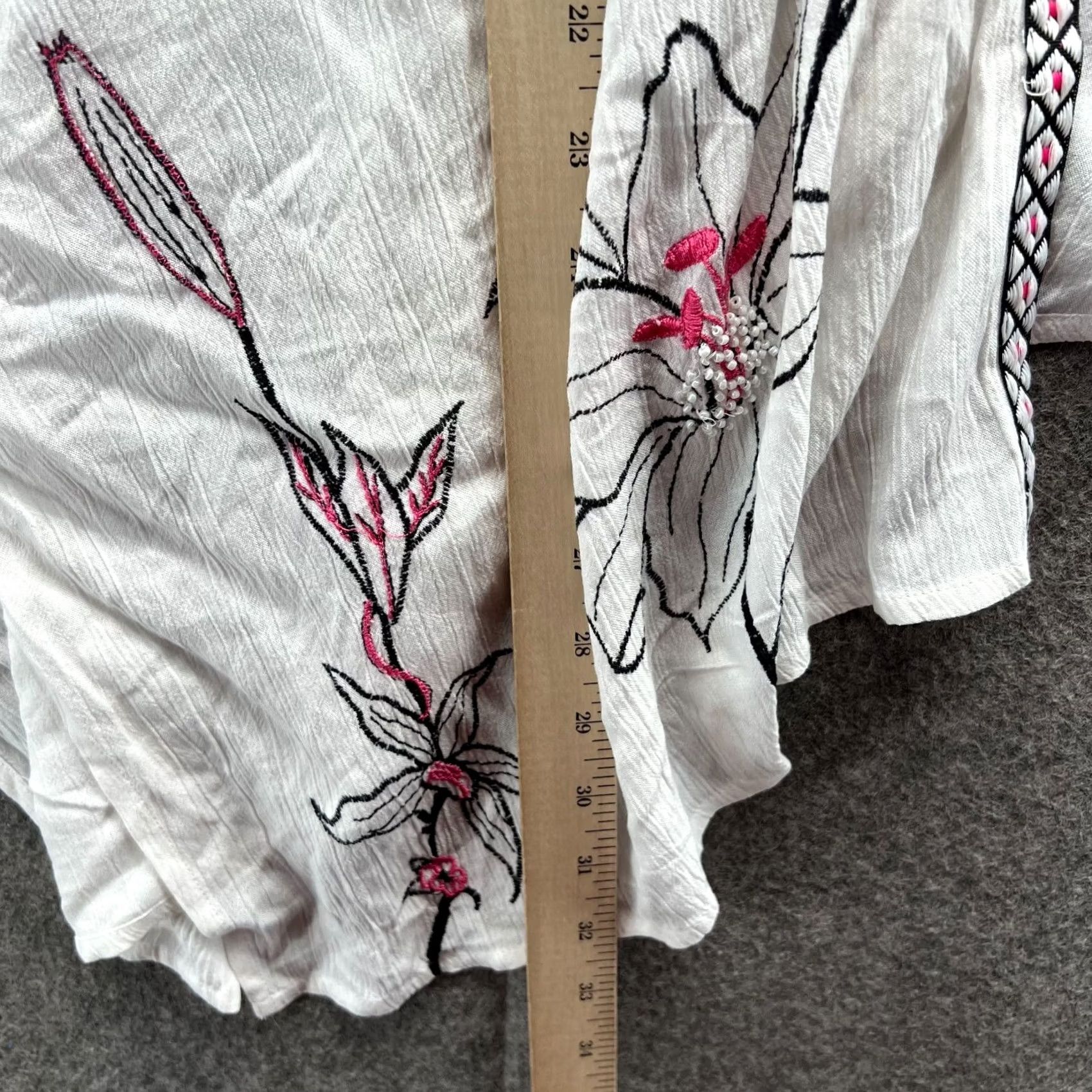 Vintage Chico's Shirt Women Large White Rayon Floral Embroidered Kimono Shrug Vintage: No Size L / US 10 / IT 46 - 5 Thumbnail