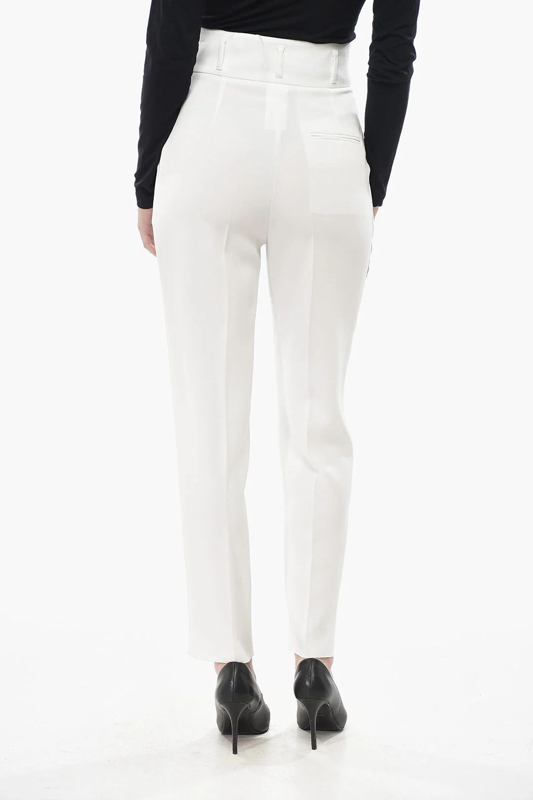 Max Mara og1mm0426 High-Waist 1-Pleat Pant in White Size 27" / US 4 / IT 40 - 2 Thumbnail