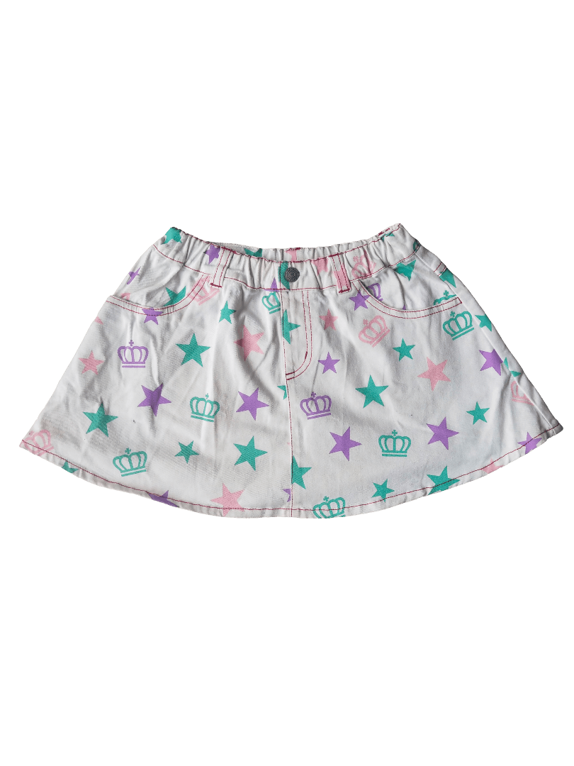 Angel Blue Babydoll Star & Crown Print Skirt Y2K Japanese Brand Size 26" / US 2 / IT 38 - 3 Thumbnail