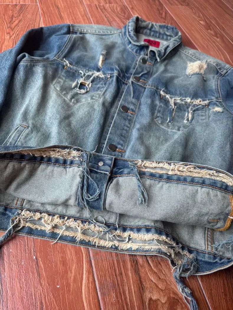 424 424 Big Destruction Denim Jacket Size US L / EU 52-54 / 3 - 3 Thumbnail