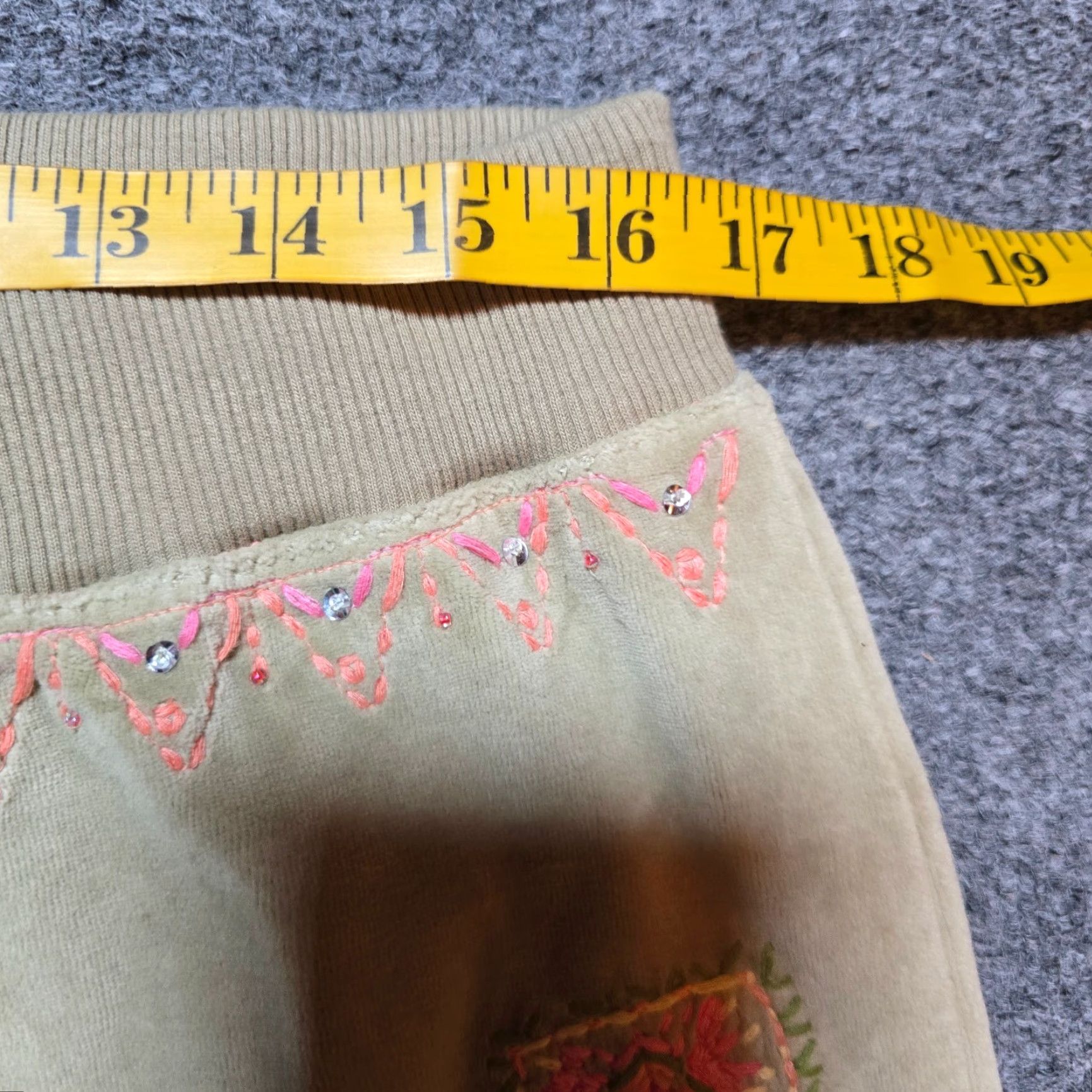 J. Jill VINTAGE J Jill Pants Womens Large Green Velour Embroidered Wide-Leg Y2K Woman Size 36" / US 14 / IT 50 - 5 Thumbnail