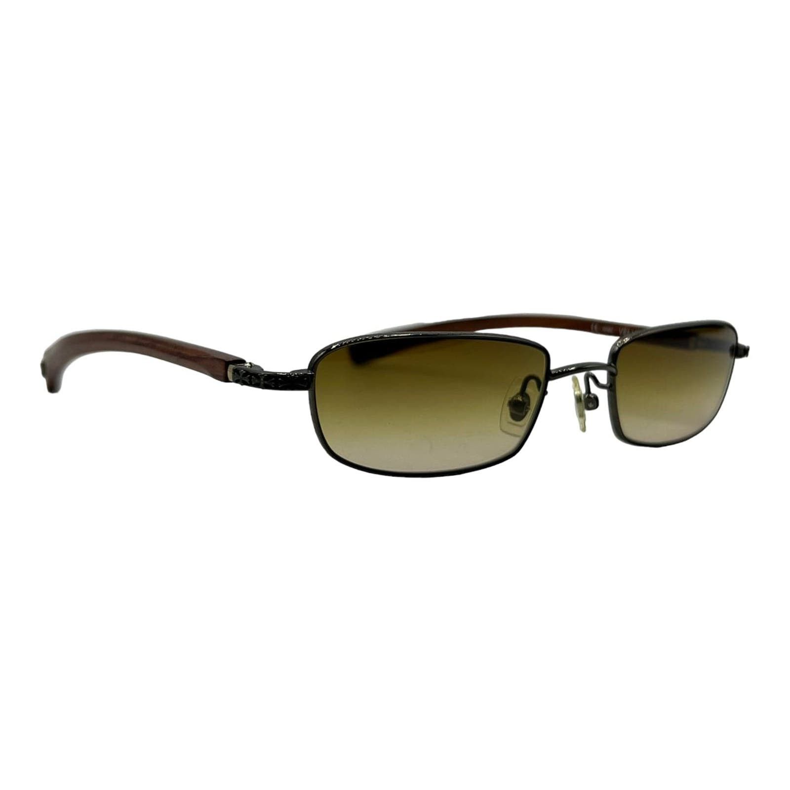image of Chrome Hearts Wood Velvedere Glasses Brown, Men's