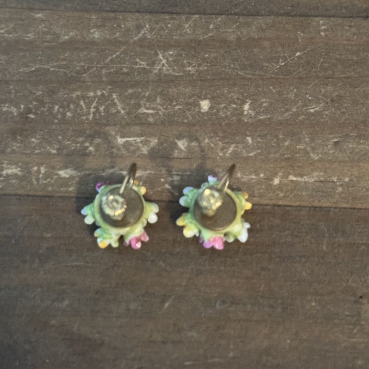 Vintage Vintage bone china flower bouquet screw back earrings Size ONE SIZE - 3 Thumbnail