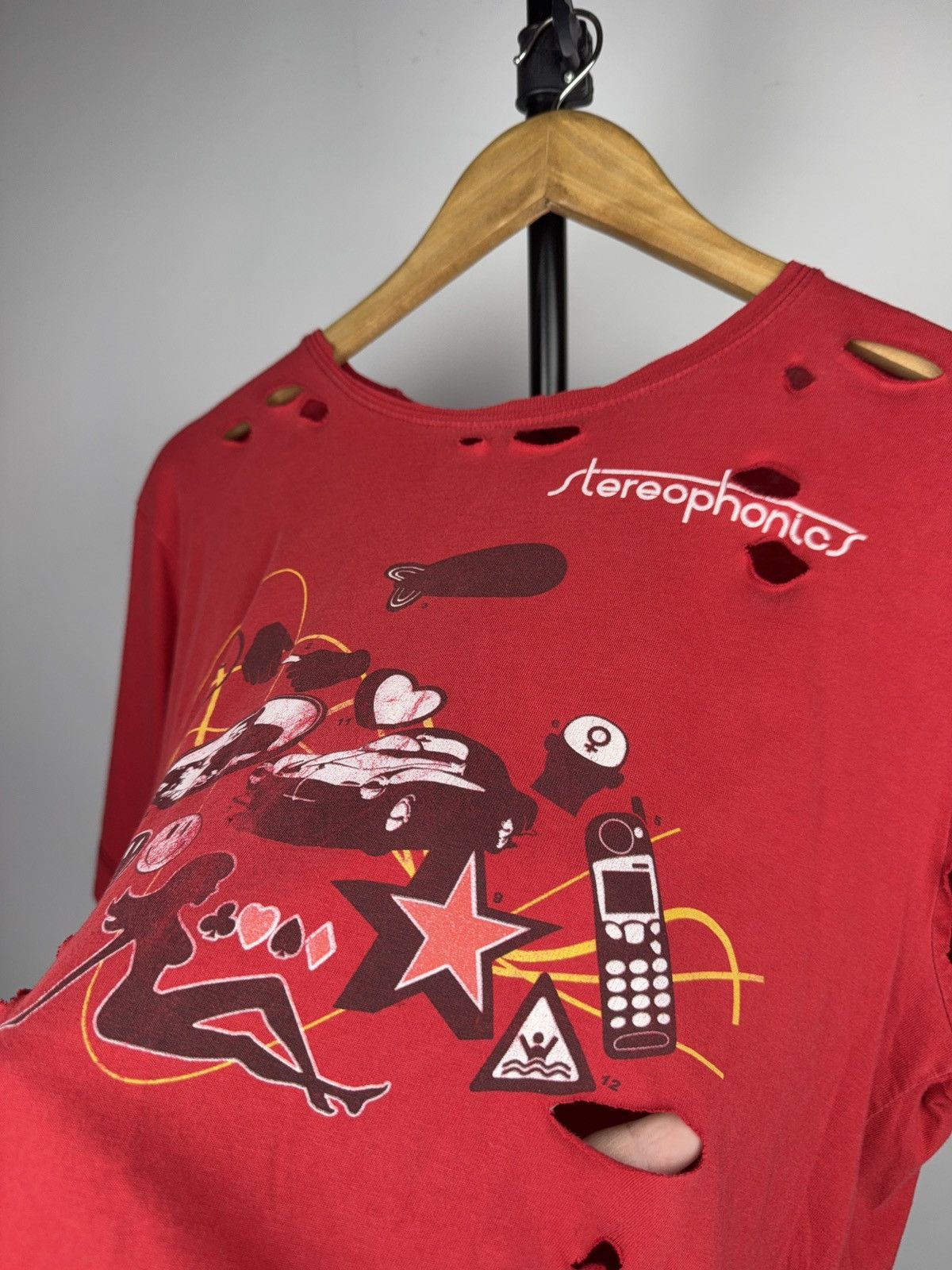 Band Tees 00s Stereophonics Distressed Red Band T-Shirt Y2K Rock Size US M / EU 48-50 / 2 - 5 Thumbnail
