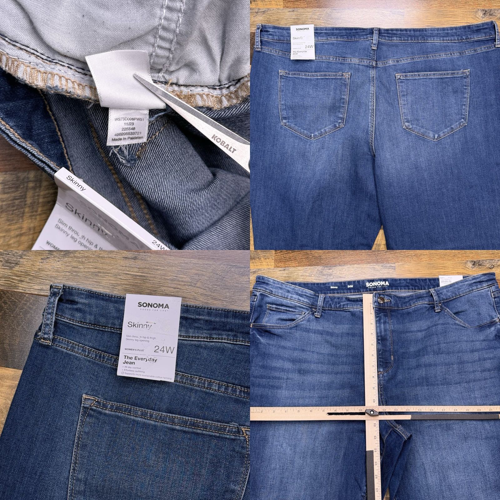 Vintage Sonoma Jeans Womens 24W Everyday High Rise Stretch Skinny Nre Size 42" / US 20 - 8 Thumbnail