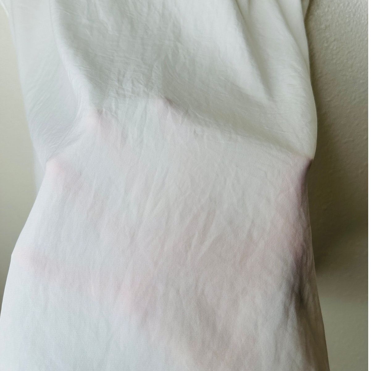 Gap Gap Off White Pleated Shoulder Cap Sleeve Round Neck Blouse Size L / US 10 / IT 46 - 5 Thumbnail