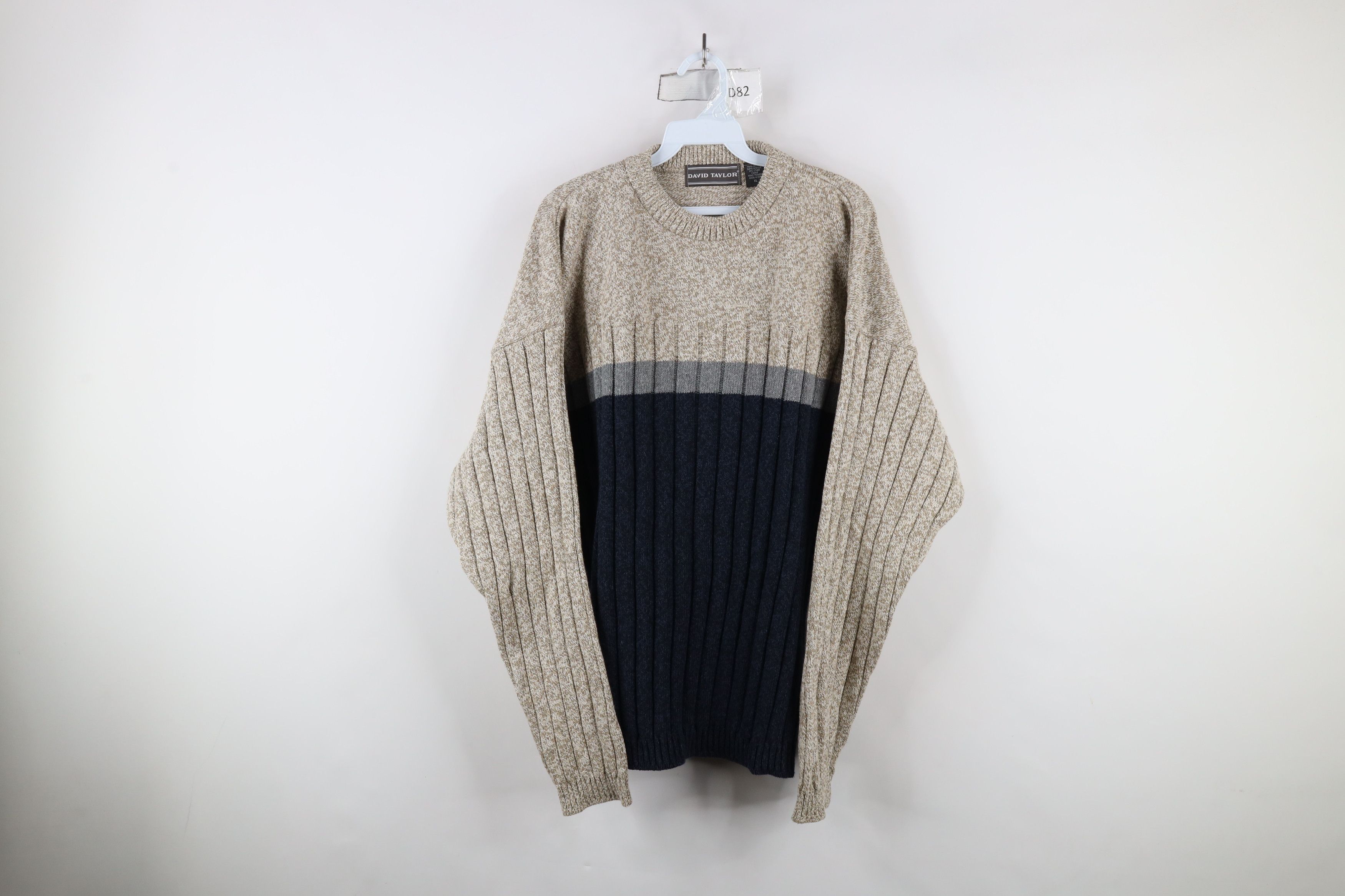 Vintage Vintage 90s Streetwear Ribbed Knit Crewneck Sweater USA Size US XL / EU 56 / 4 - 1 Thumbnail
