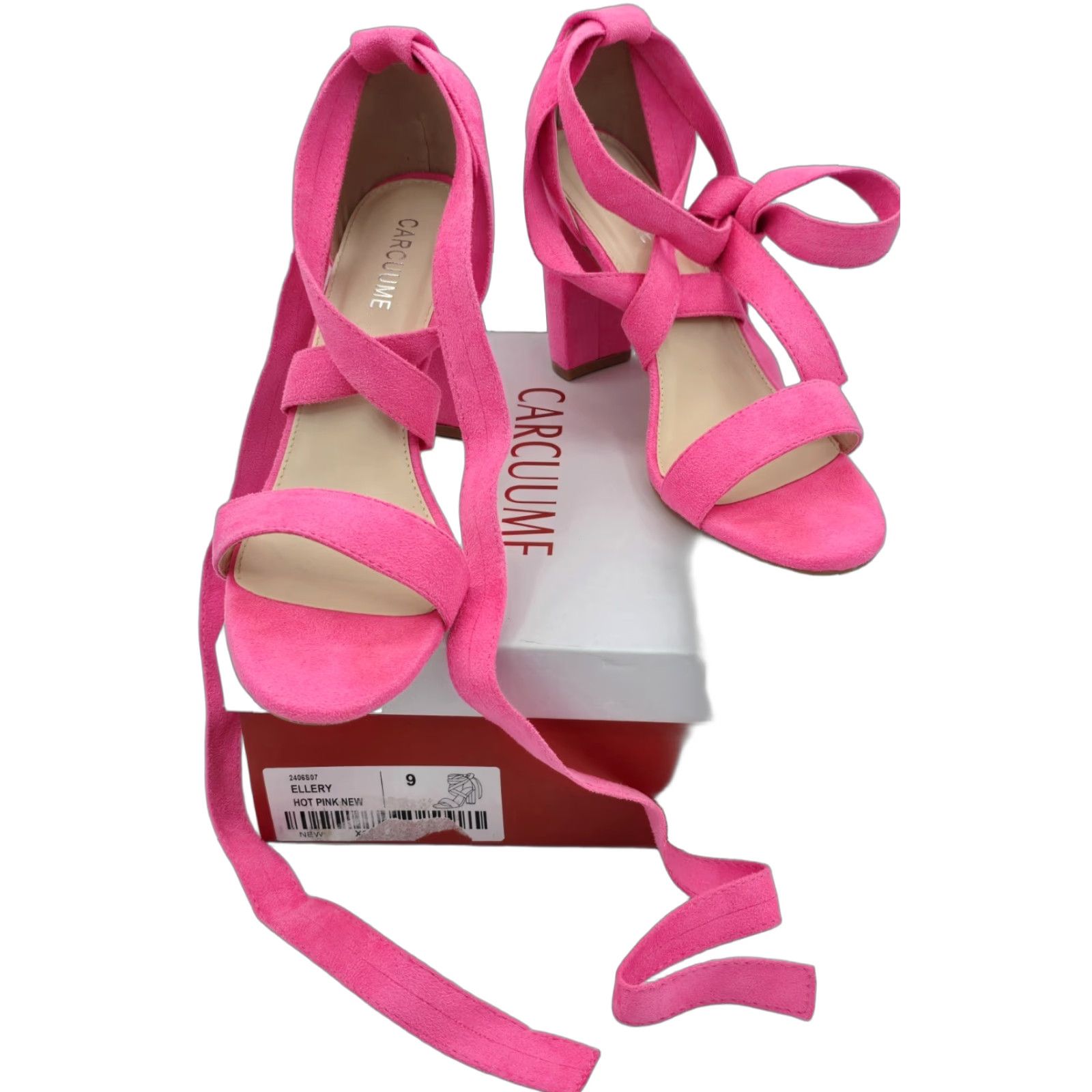 ELLERY Carcuume Ellery Shoes Women’s 9 PINK Platform Heel Ankle Wrap Open Toe Block Heel Party/Cocktail Womens 90s Going Out (Sash) Shoes Size US 9 / IT 39 - 1 Thumbnail