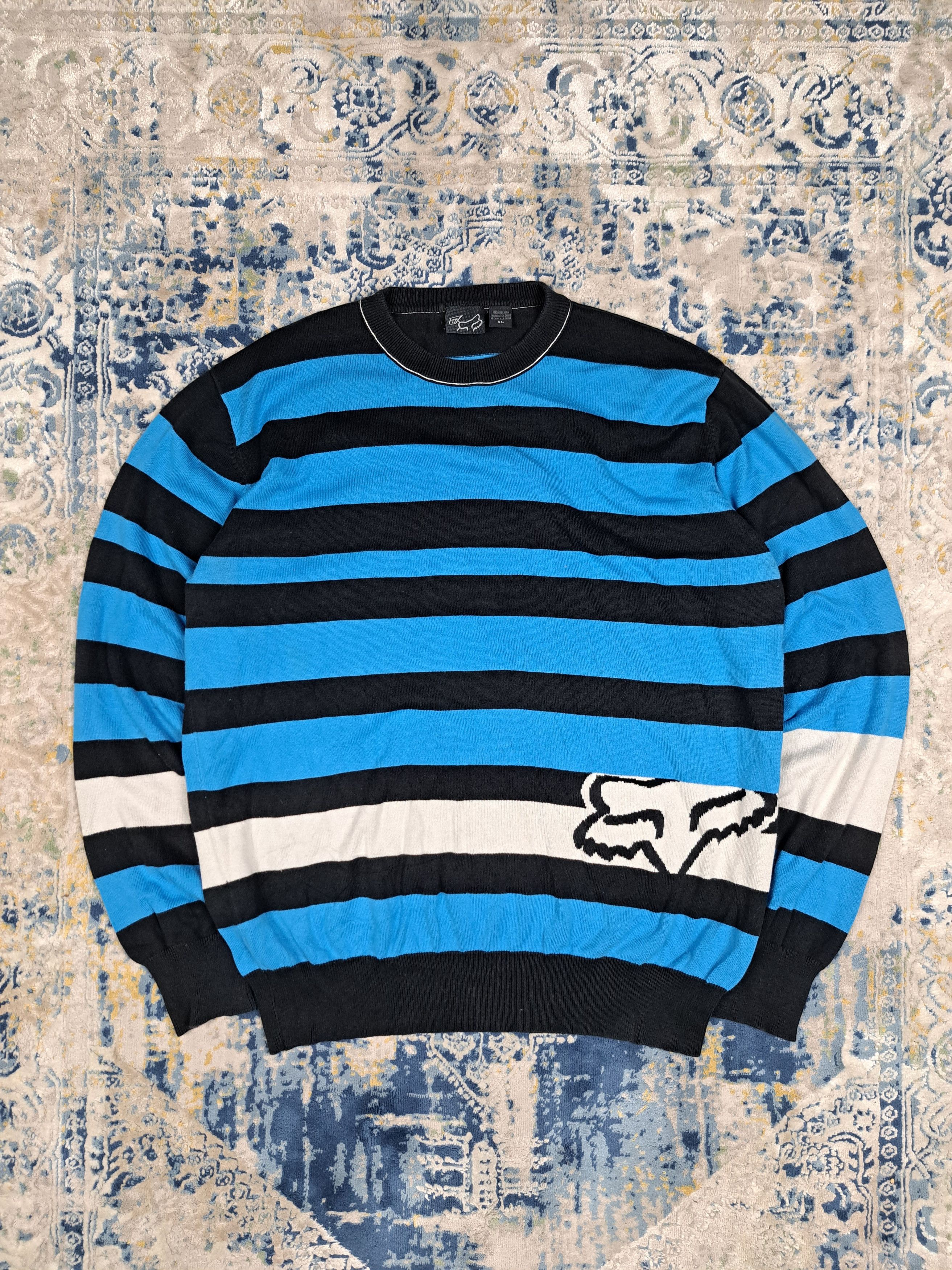 Fox Racing Fox Racing y2k Striped Sweater Streetwear Moto Rare Size US XL / EU 56 / 4 - 1 Thumbnail
