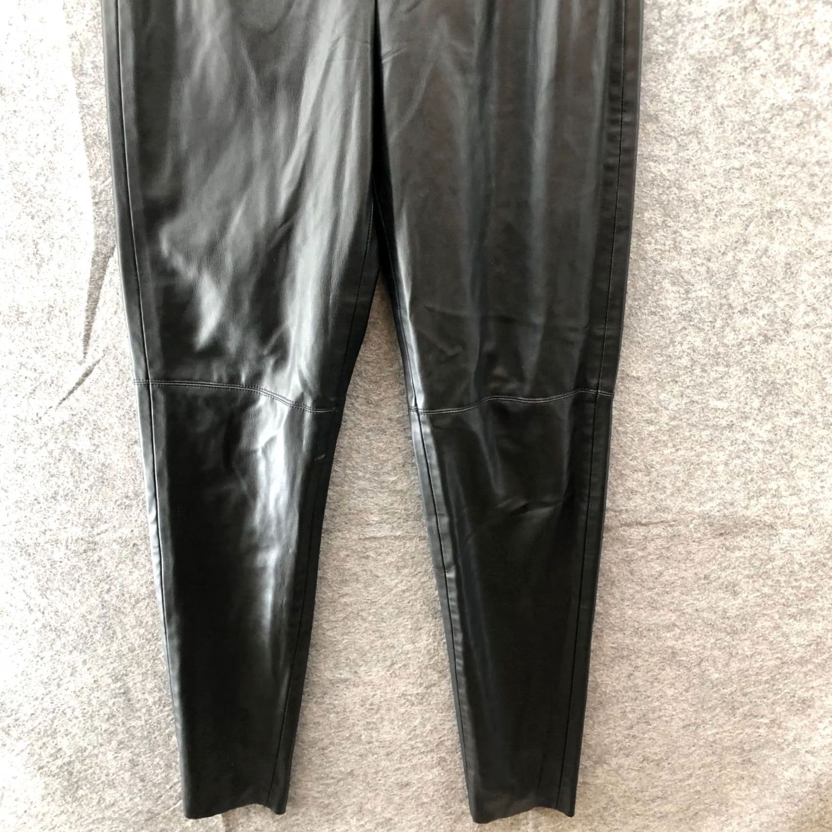 Zara Zara High Waisted Leather Pants Womens XS Black Pleated Front Skinny Legging Size 26" / US 2 / IT 38 - 4 Thumbnail