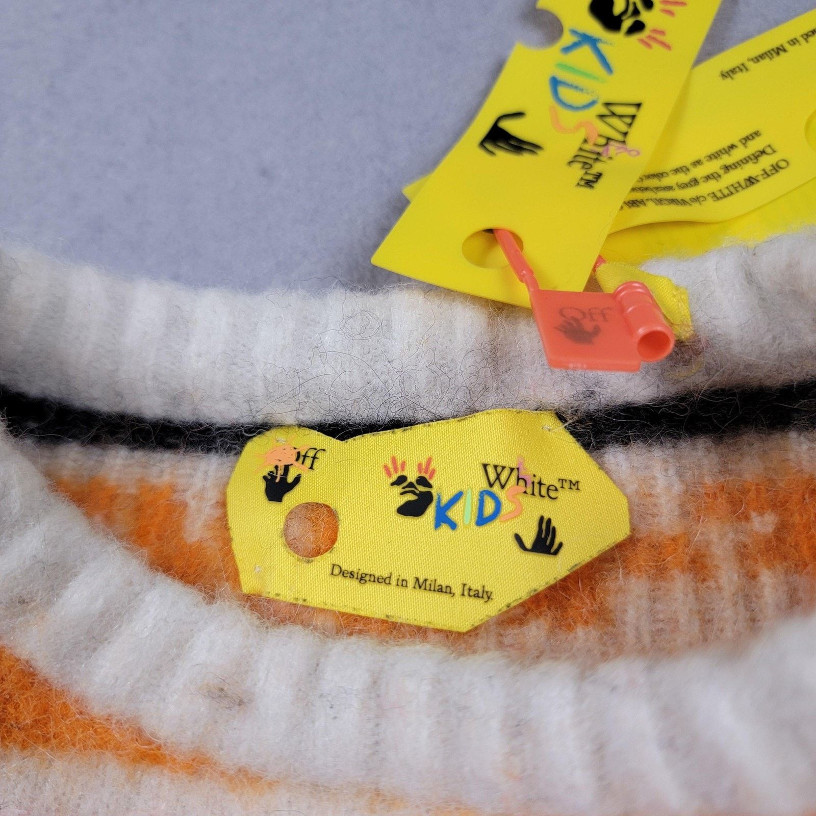 Off-White Off-White Sweater Kids Size 10 Multi-Color Stripe Logo Wool Size L / US 10 / IT 46 - 6 Thumbnail