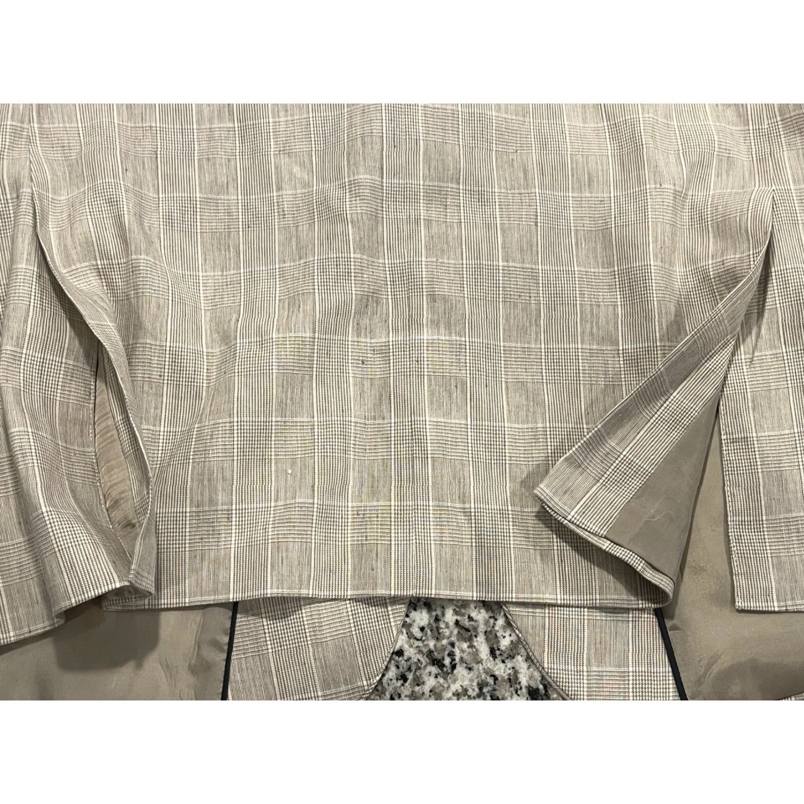 Stafford STAFFORD Linen Blend Slim Fit Blazer Brown Plaid Men Size 52R Size 52R - 4 Thumbnail