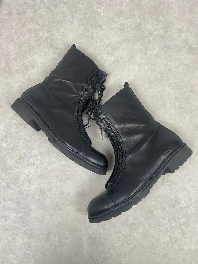 Calvin Klein 2000s Calvin Klein Ultra Zip Black Ankle Leather Boots Size US 11 / EU 44 - 5 Thumbnail