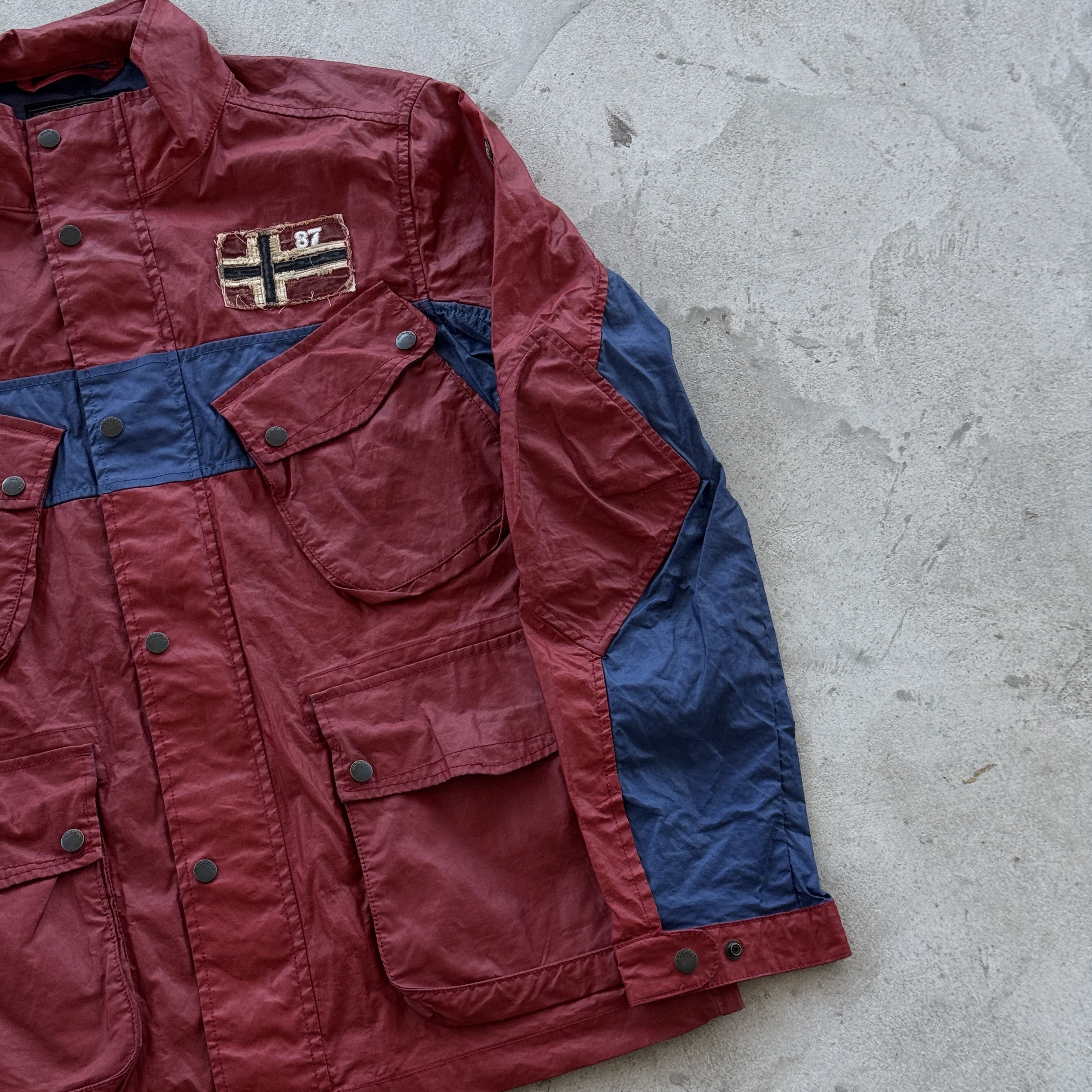 Napapijri Vintage Napapijri Field Jacket Waxed Effect Coat Flag Patch Size US XXL / EU 58 / 5 - 2 Thumbnail