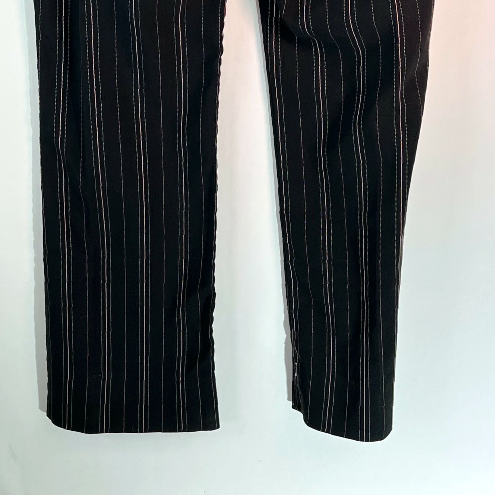 Vintage Studio Y Womens Flat Front Pinstripe Stretch Casual Black Trouser Pants Size 15 Size 36" / US 14 / IT 50 - 6 Thumbnail