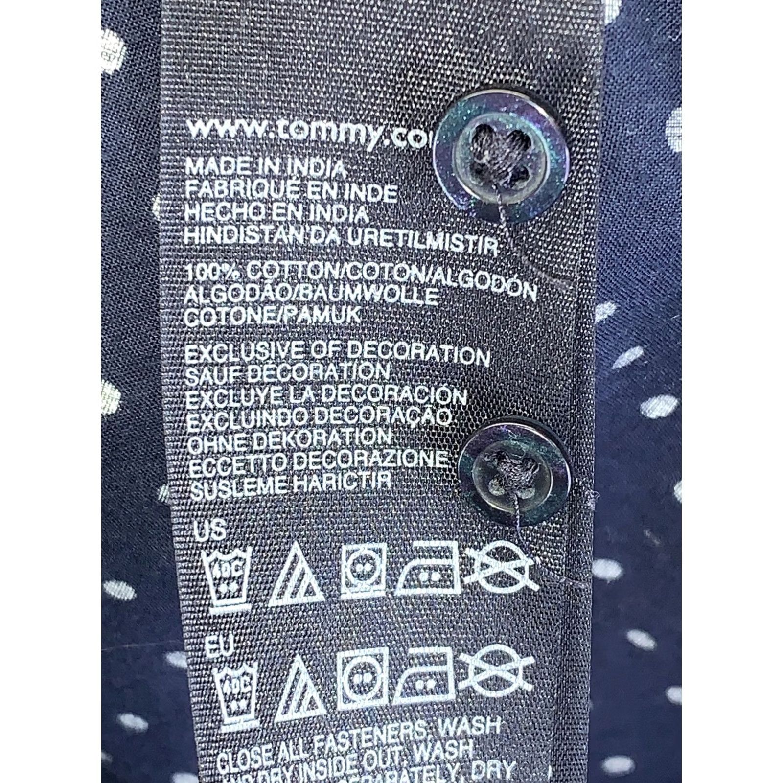 Tommy Hilfiger VINTAGE Tommy Hilfiger Relaxed Fit Navy Polka Dot Roll Tab Sleeve Womens Top L Blue Polka Dot Shirt Womens Large-Polka Dot Navy Shirt? Size L / US 10 / IT 46 - 3 Thumbnail