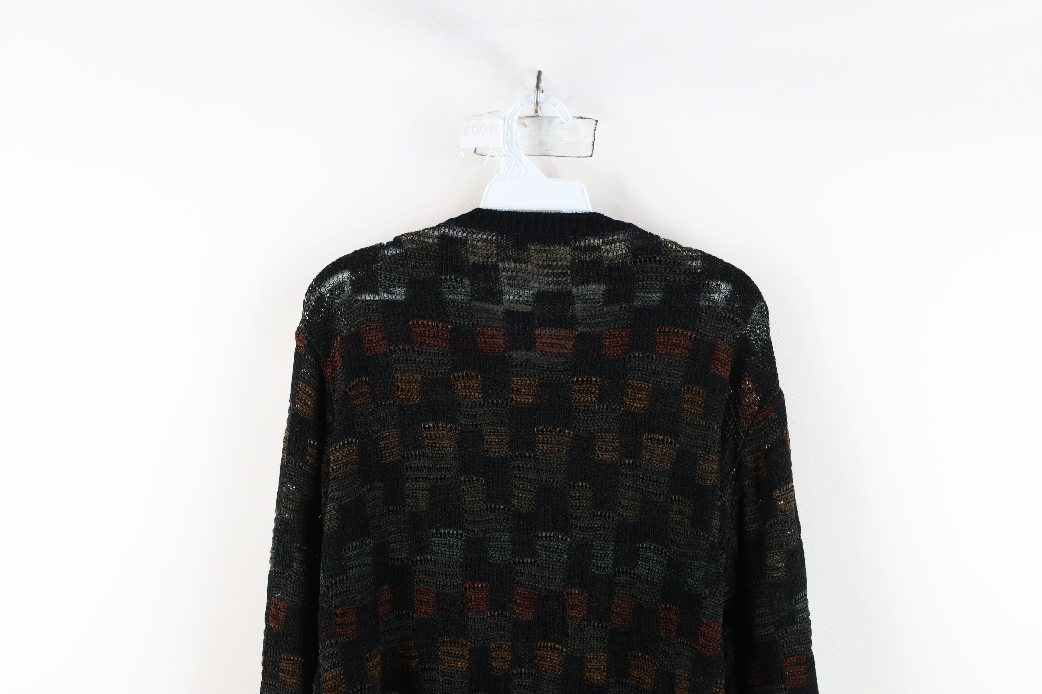 Vintage Vintage 90s Streetwear Rainbow Checkered Knit Sweater Size US M / EU 48-50 / 2 - 10 Thumbnail