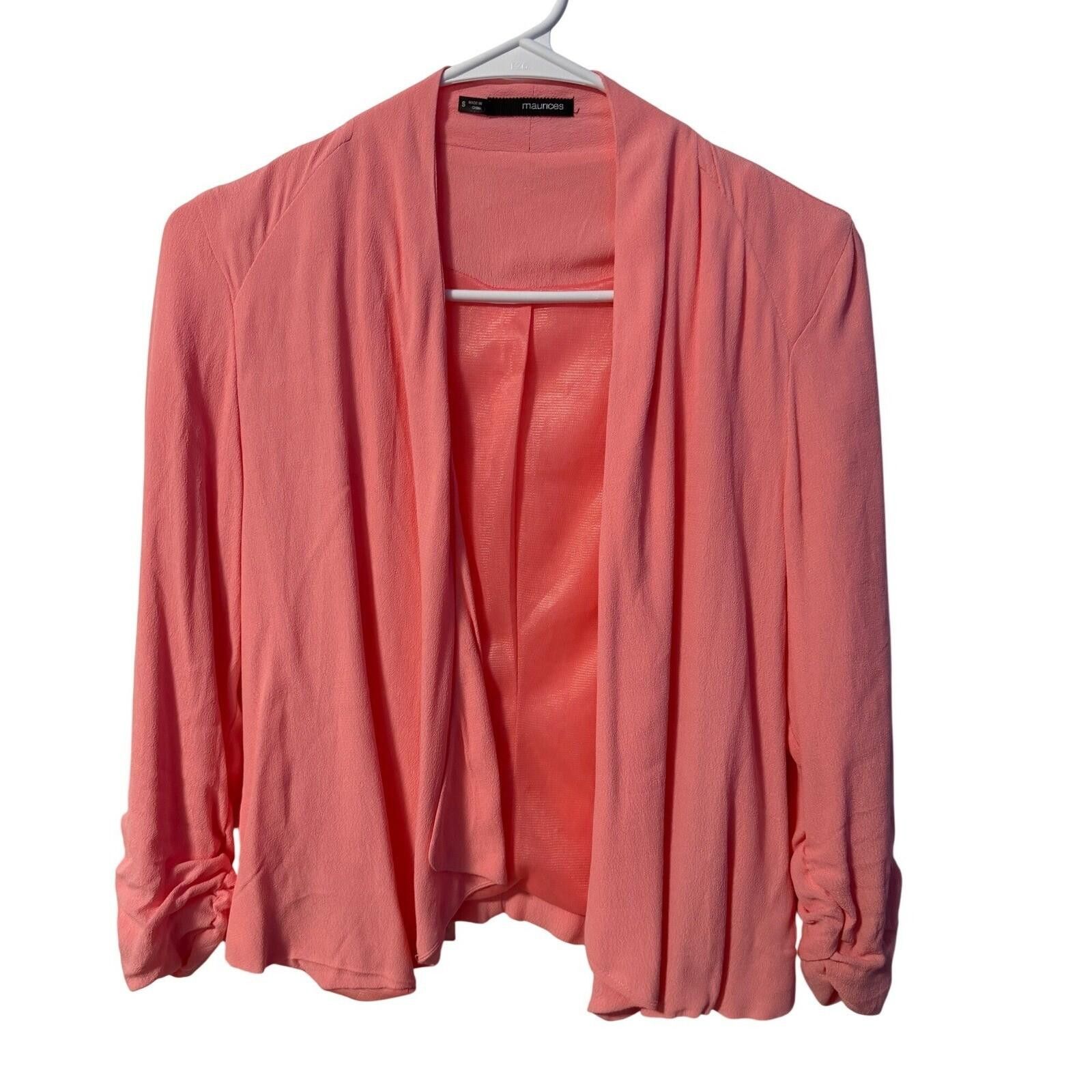 Other Maurices Blazer Womens Small Coral Ruched 3/4 Sleeve Open Size S / US 4 / IT 40 - 1 Thumbnail