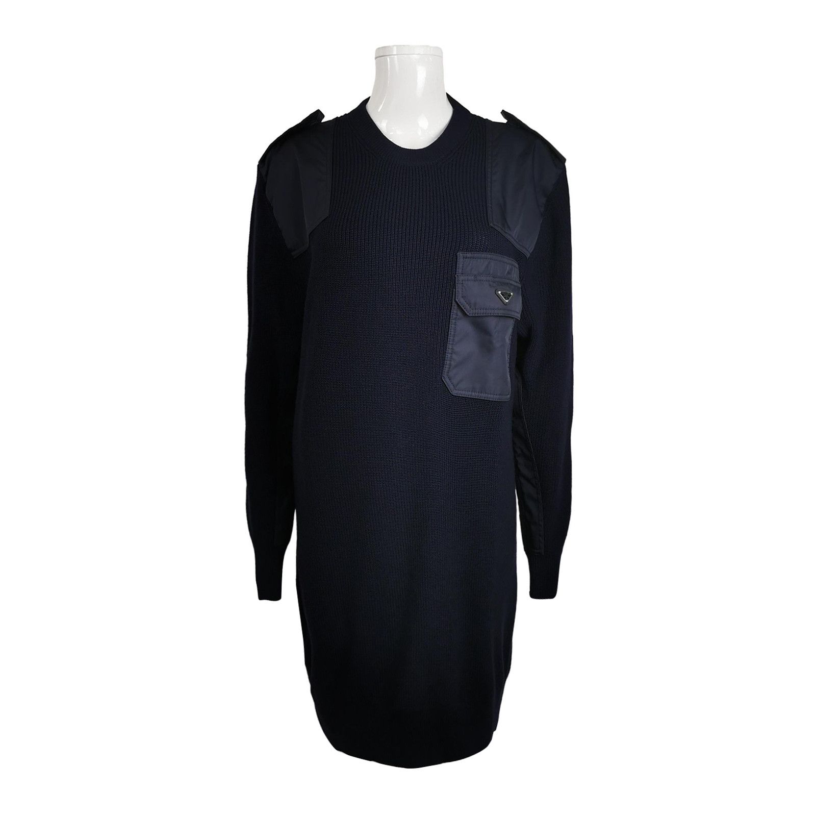 Prada Prada Wool Long Sleeve Triangle Logo Dress - dmc Size M / US 6-8 / IT 42-44 - 1 Thumbnail