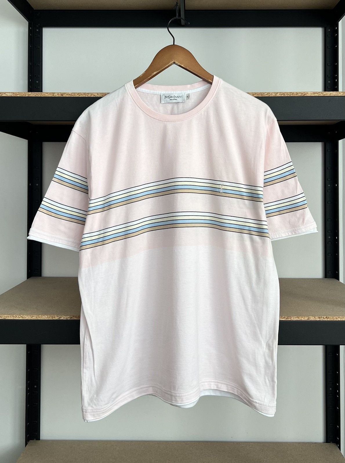 Yves Saint Laurent Vintage 90s Yves Saint Laurent Striped T-shirt Size US XL / EU 56 / 4 - 1 Thumbnail
