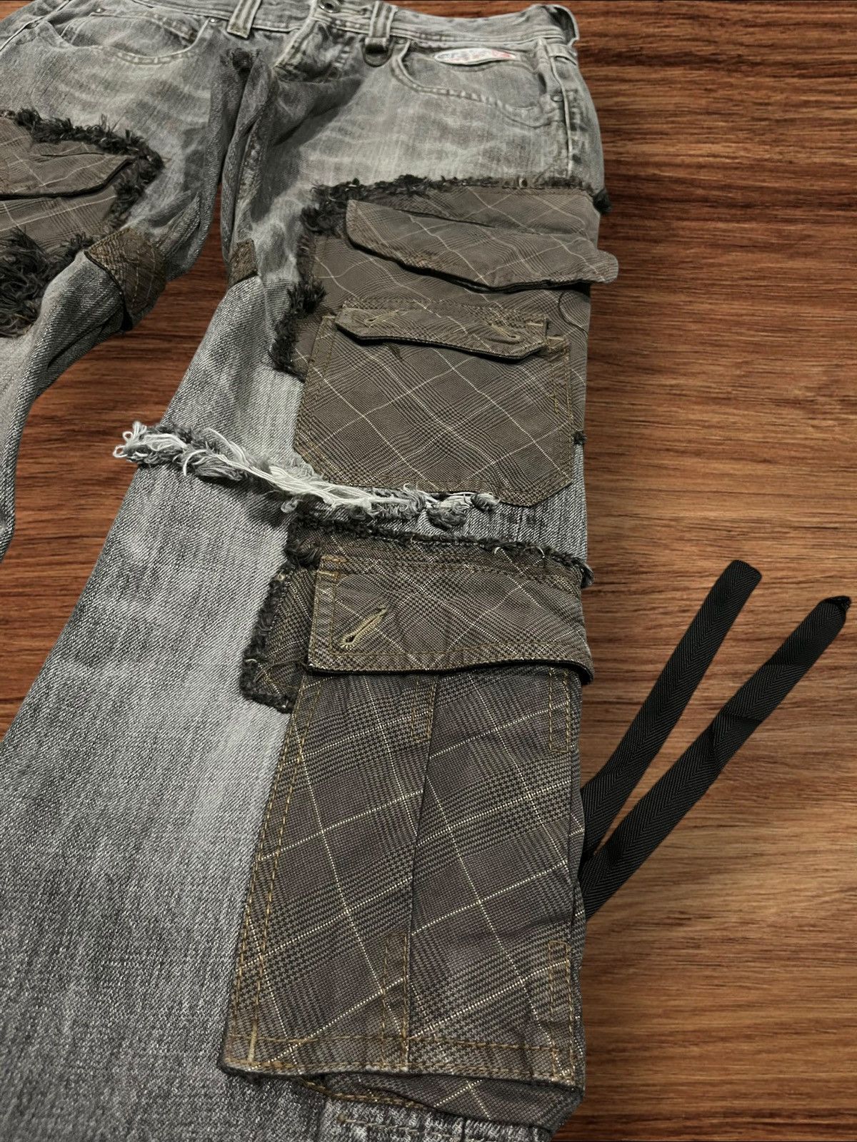 If Six Was Nine Nicole Club For Men Hyper Full Metal Punk Ripped Cargo Jeans Size US 30 / EU 46 - 15 Thumbnail